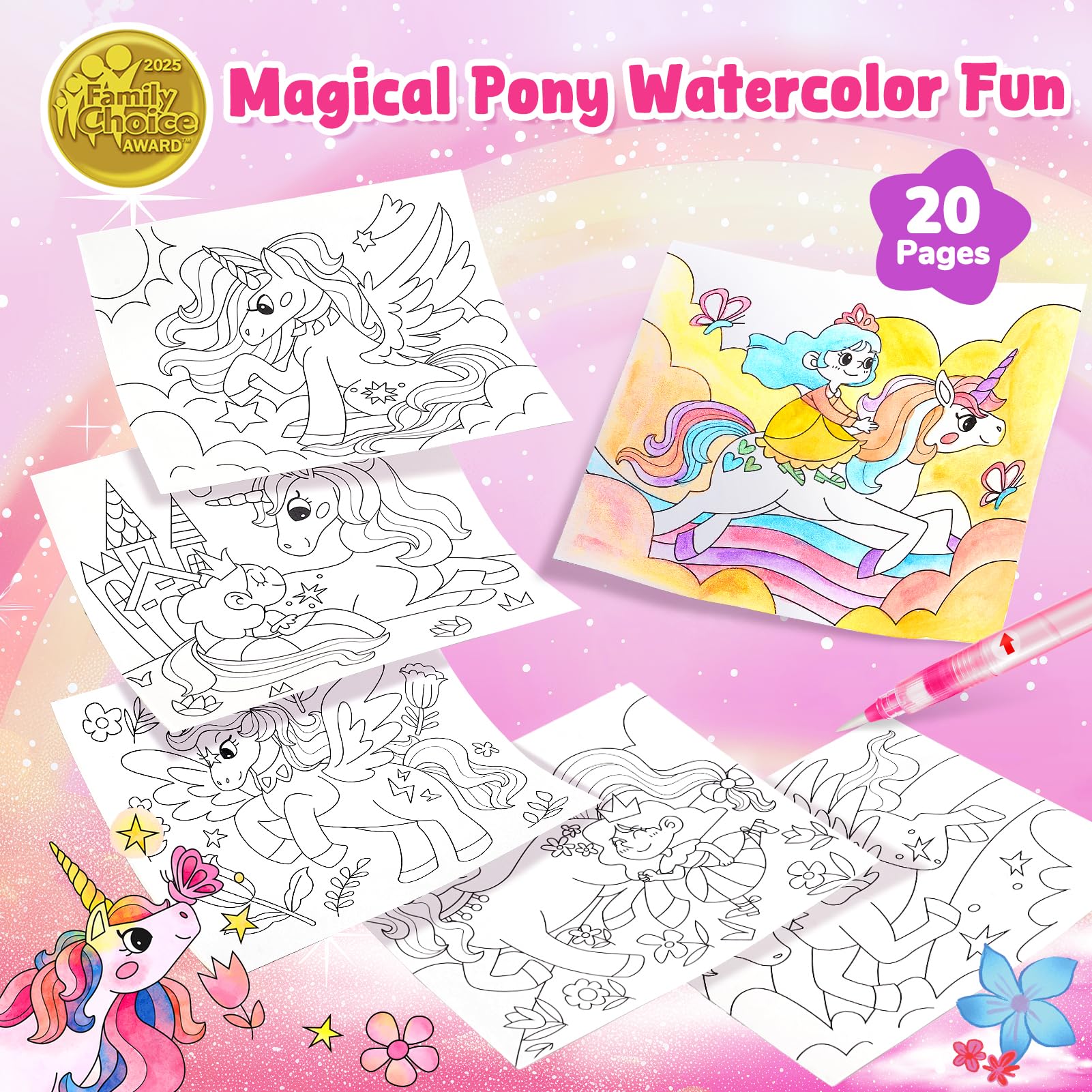 JoyCat Libro para colorear con acuarelas para niños pequeños a partir de 3-8 años, juego de acuarela para arte y manualidades, juguete educativo como regalo de cumpleaños para niños y niñas