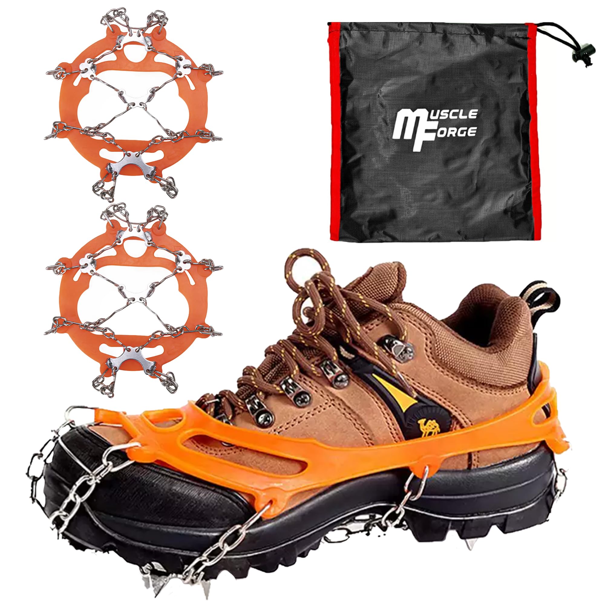 Stijgijzers, Spikes voor schoenen bergschoenen, siliconen schoenspikes schoenklauwen, roestvrij stalen antislip schoenen spikes, sneeuwschoenspikes IJssneeuwgrepen sneeuw ijs wandelen