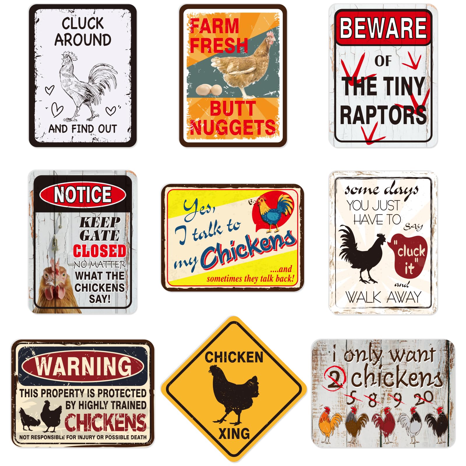 Snapklik.com : WERNNSAl Chicken Sign Decoration - 9PCS Chicken Coop ...