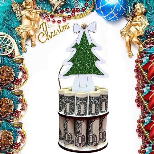 Soporte único para dinero de Navidad soporte de efectivo de doble capa con 10 agujeros para colocar dinero deseos de escritura en la parte posterior