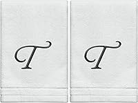 Vista 24 de Toallas de Punta con Monograma, Regalo Personalizado, 11 x 18 Pulgadas - Juego de 2 - Toalla Bordada Negra - Extra Absorbente 100% Algodón - Acabado