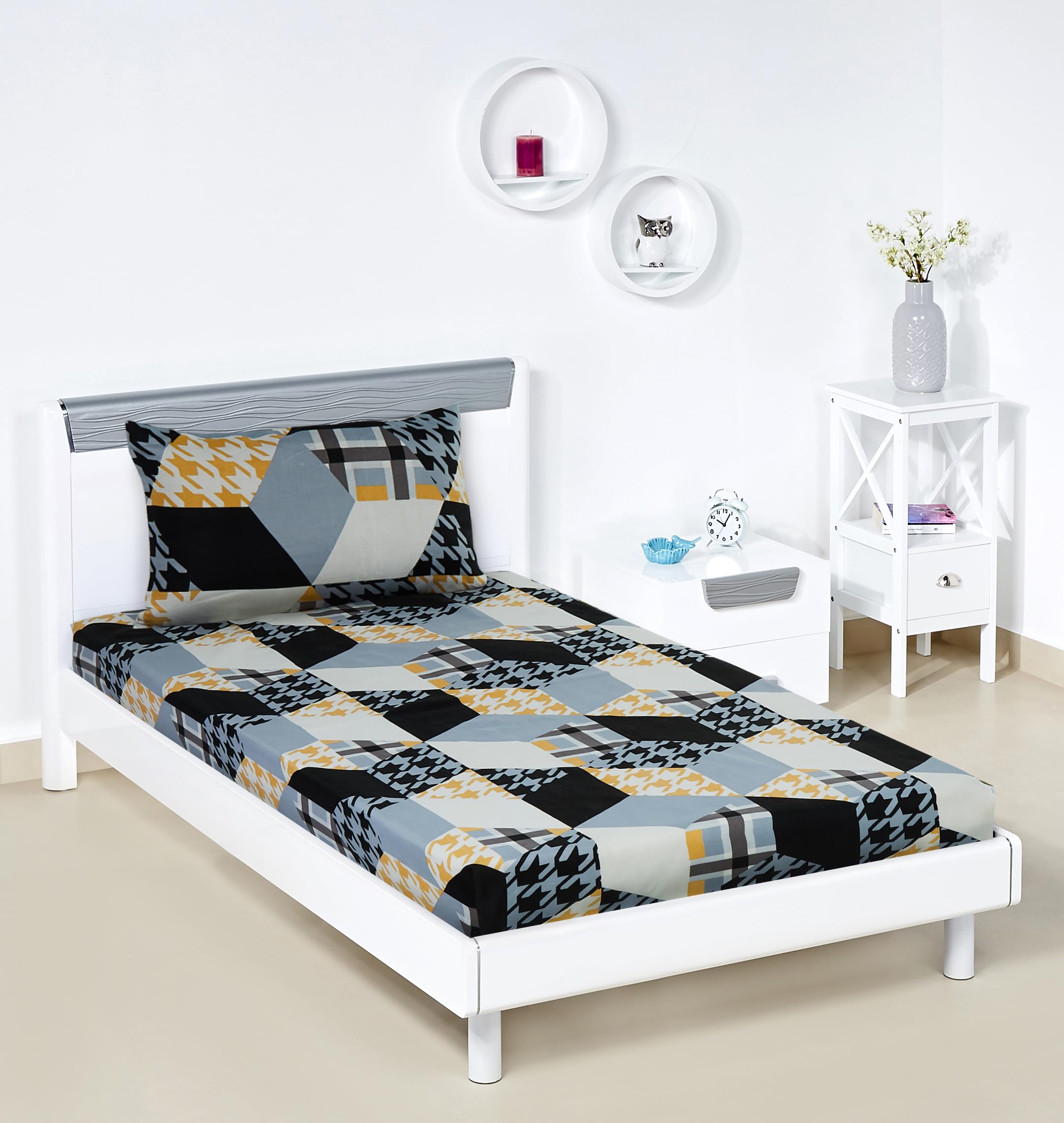 Amazon Brand - Solimo Placid Patch Single Bedsheet with 1 Pillow Cover, 120 GSM (B0CCD8XKYZ) Amazon Price History, Amazon Price Tracker