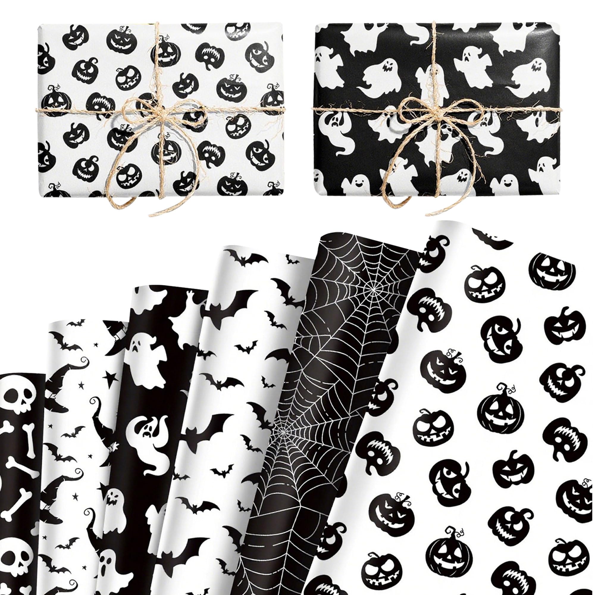 Halloween Skull Bat Tissue Paper for Gift Wrapping Skull Ghost Spider Paper