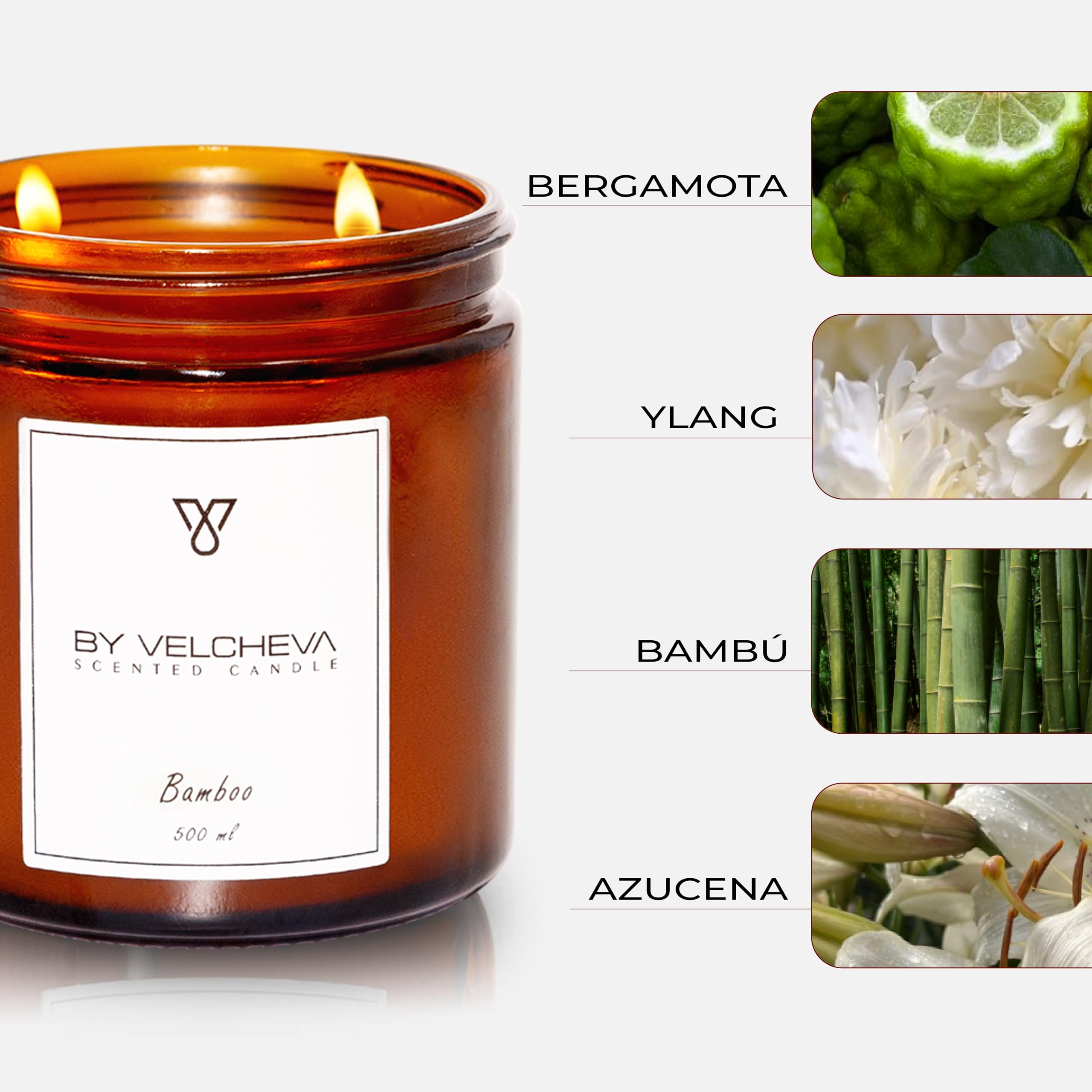 ı Vela perfumada BAMBOO ı Cera de Coco y Soja ı 60+ horas ı 500ml
