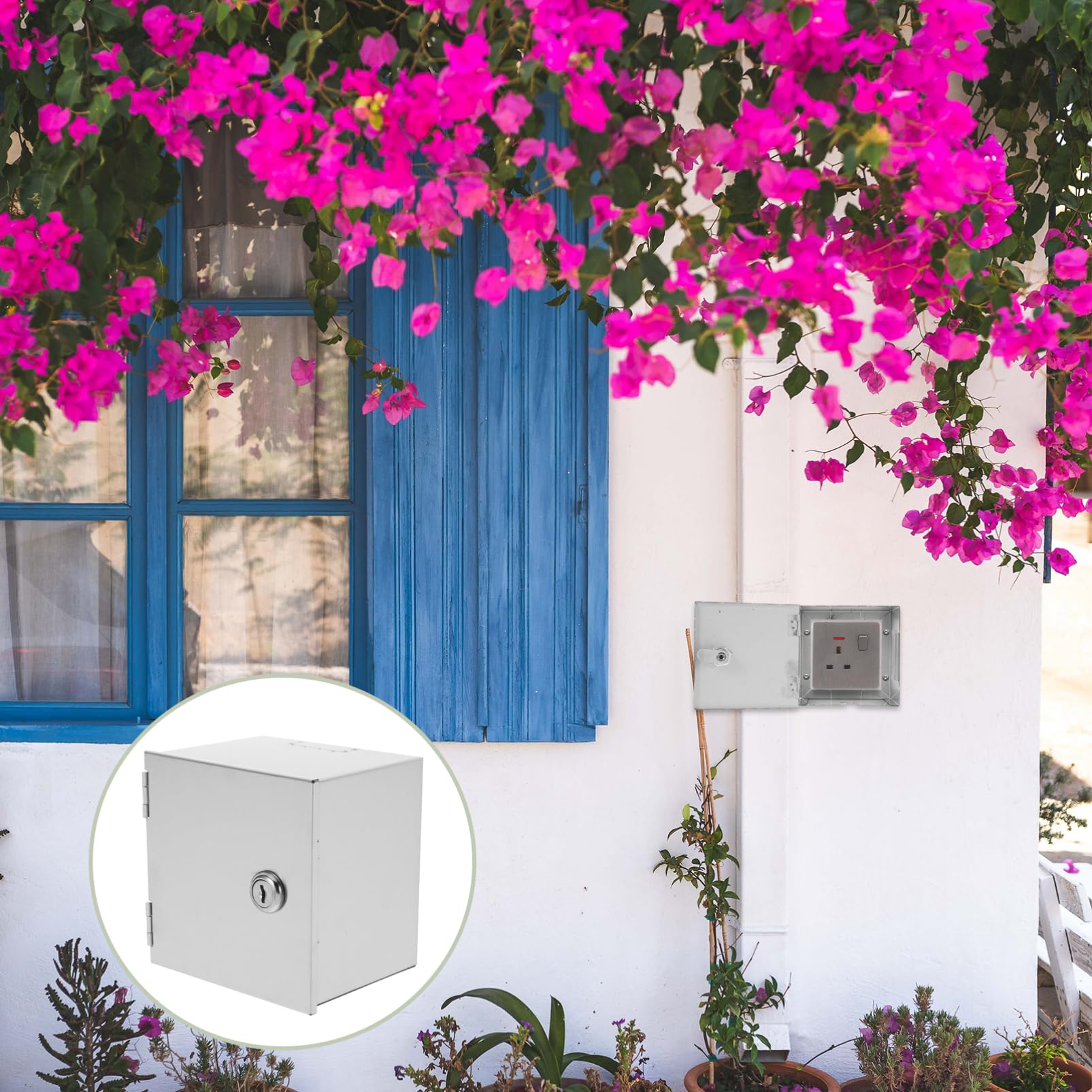 DOITOOL Boîte De Protection De Prise En Acier Inoxydable Antivol Couvercle Verrouillable Pour Usage Intérieur Et Extérieur Protection De Sortie Électrique Résistante À L’eau Facile À Installer