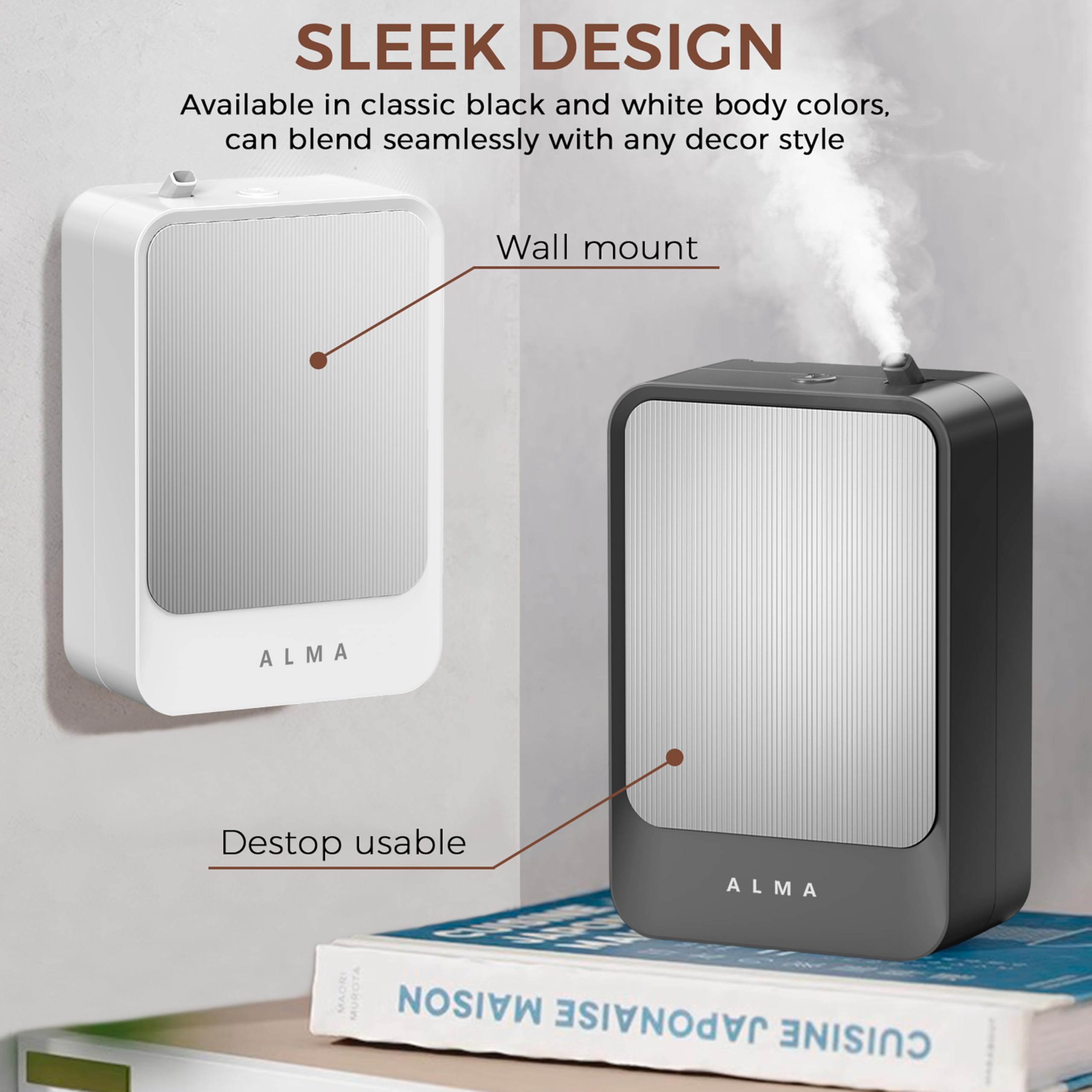 ALMA® Diffusore e Umidificatore di Oli Essenziali – Aromaterapia Ultra-Performante per Grandi Ambienti fino a 200 m² – Tecnologia Silenziosa, Programmazione Intelligente e Design Elegante