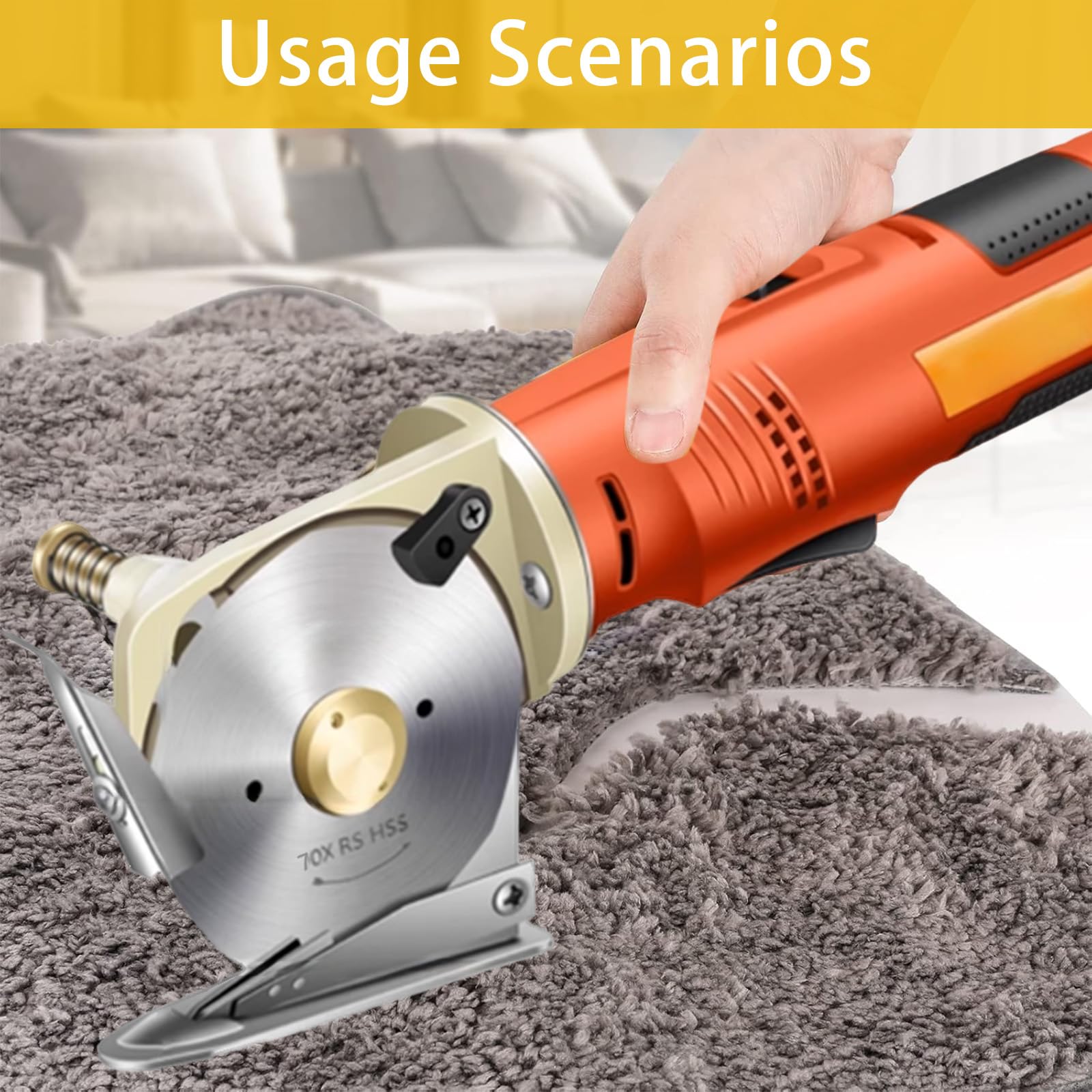 Cortadora Cartón, Cortadora Tela Eléctrica Inalámbrica 2*2000 Mah Batería 12V 240W Tamaño Cuchilla 70 Mm 25 Mm Grosor Máximo Corte Incluye 2 Cuchillas Repuesto (3 En Total) Para Tela Alfombra Y Tela