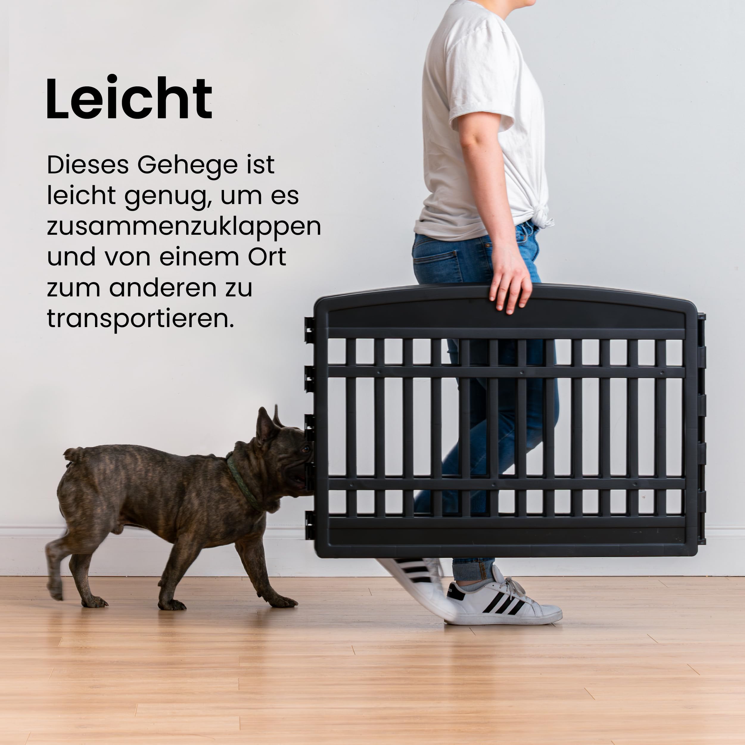 Iris Ohyama, Laufstall, Käfig, Freilaufgehege, Hundezwinger mit 4 Paneelen, L91.5 x T91.5 x H60 cm, CI-604E WD, Weiß/Beige
