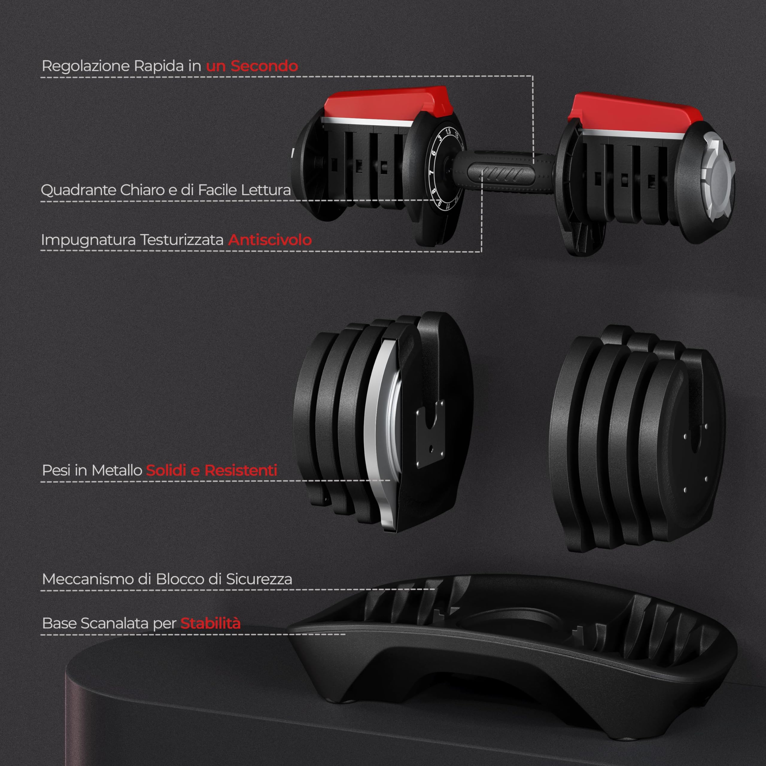 Yaheetech Manubrio Esagonale per Palestra Casa in Acciaio Antiscivolo Set di Manubri Regolabili in 1 Secondo Manubri Corti per Casa Ufficio Palestra