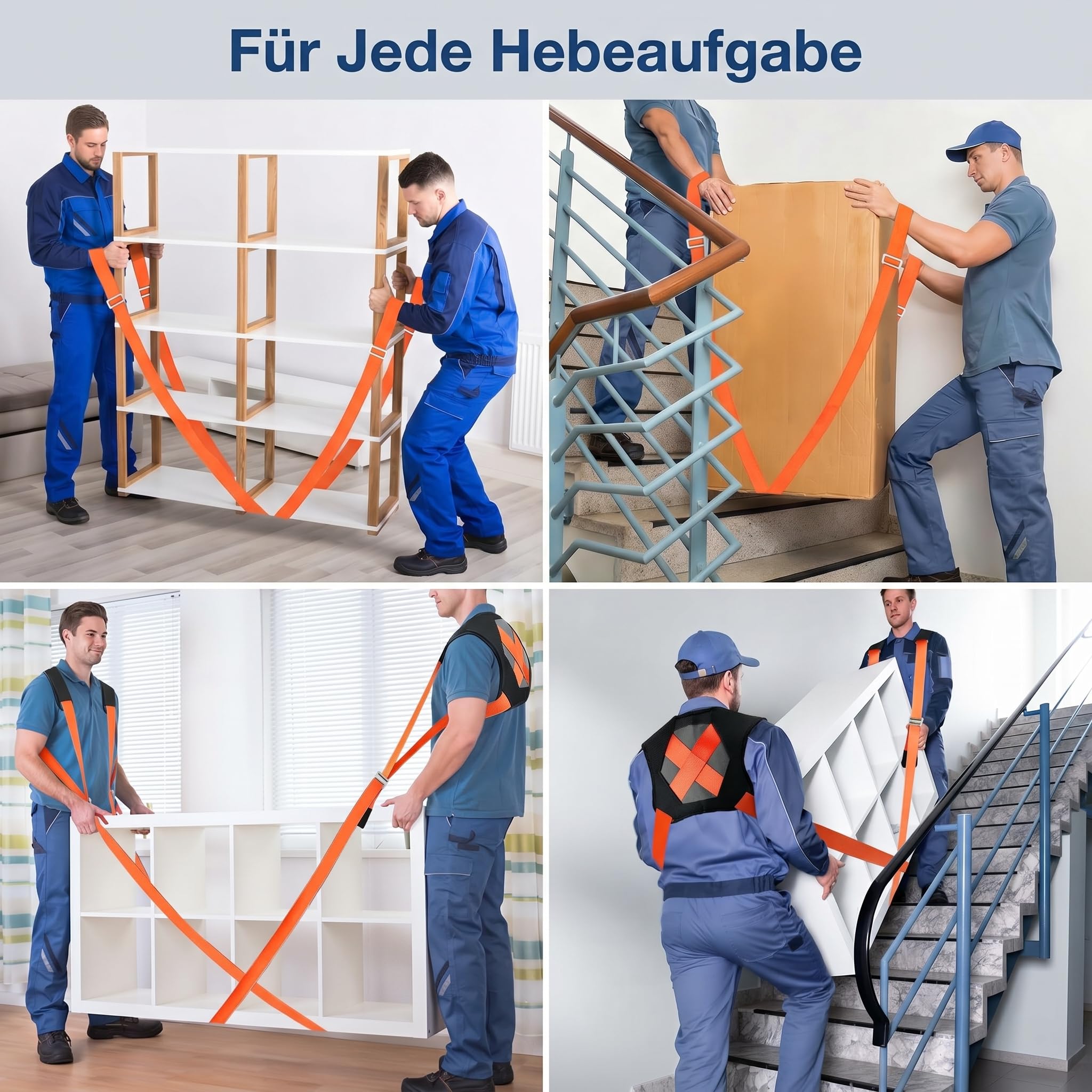 Möbeltransportgurte Tragegurte, mit Handschuhen & Schulterpolstern, 2er Set