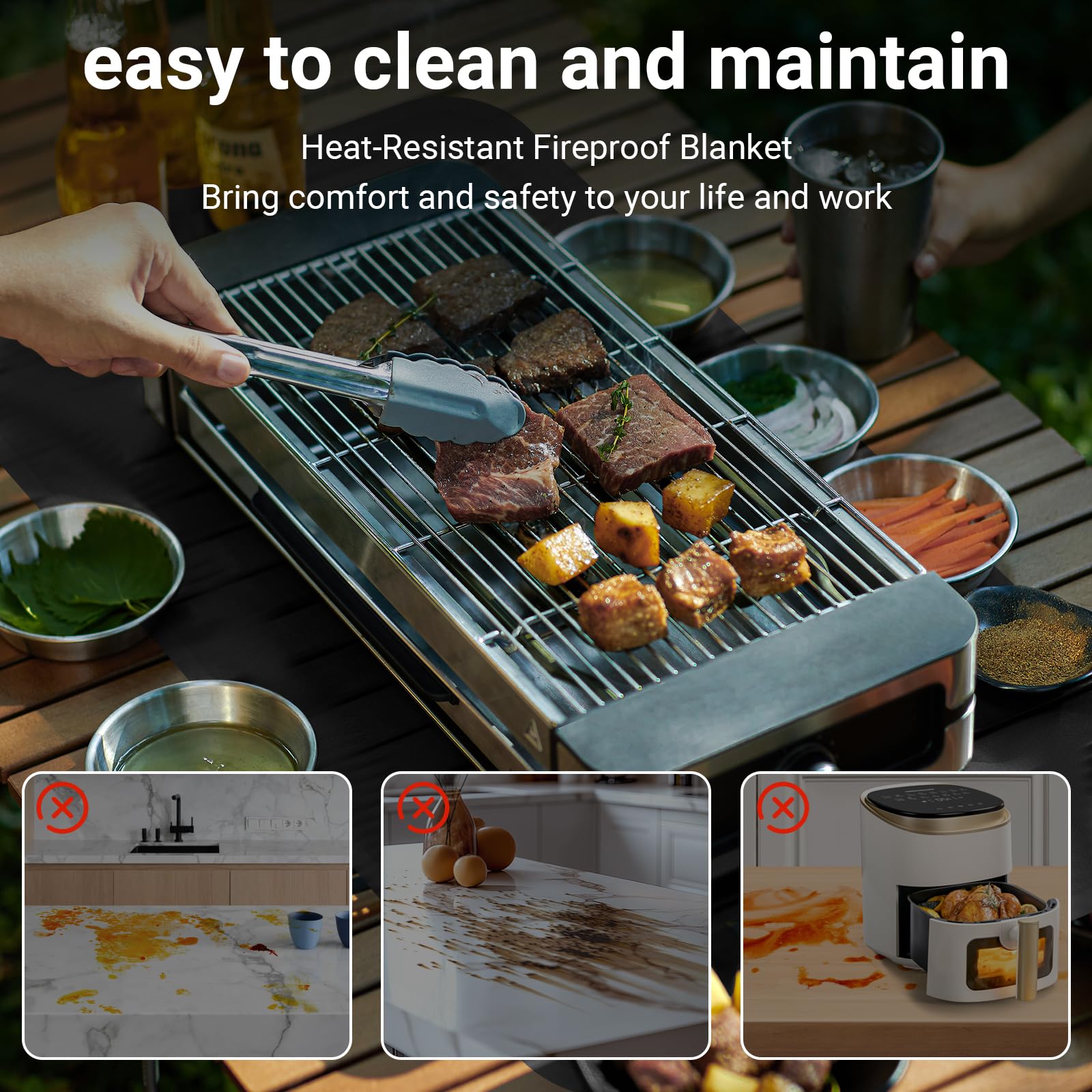 Tapis Kitchen Noir Tapis En Silicone Résistant à La Chaleur Pour Friteuse à Air, 60 X 40 Cm, Tapis Tapis Patisserie Grande Taille