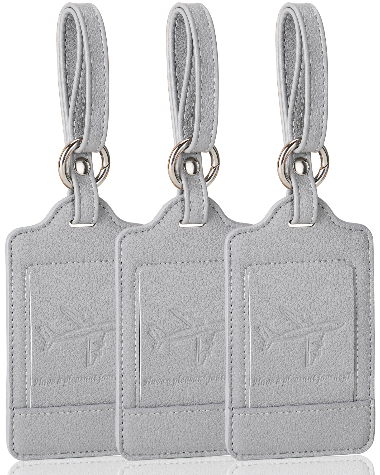 Teskyer 3 Pack Luggage Tags, PU Leather Luggage Tags for Suitcases, Luggage Labels with Name ID Card, Noticeable, Durable, Travel Accessories