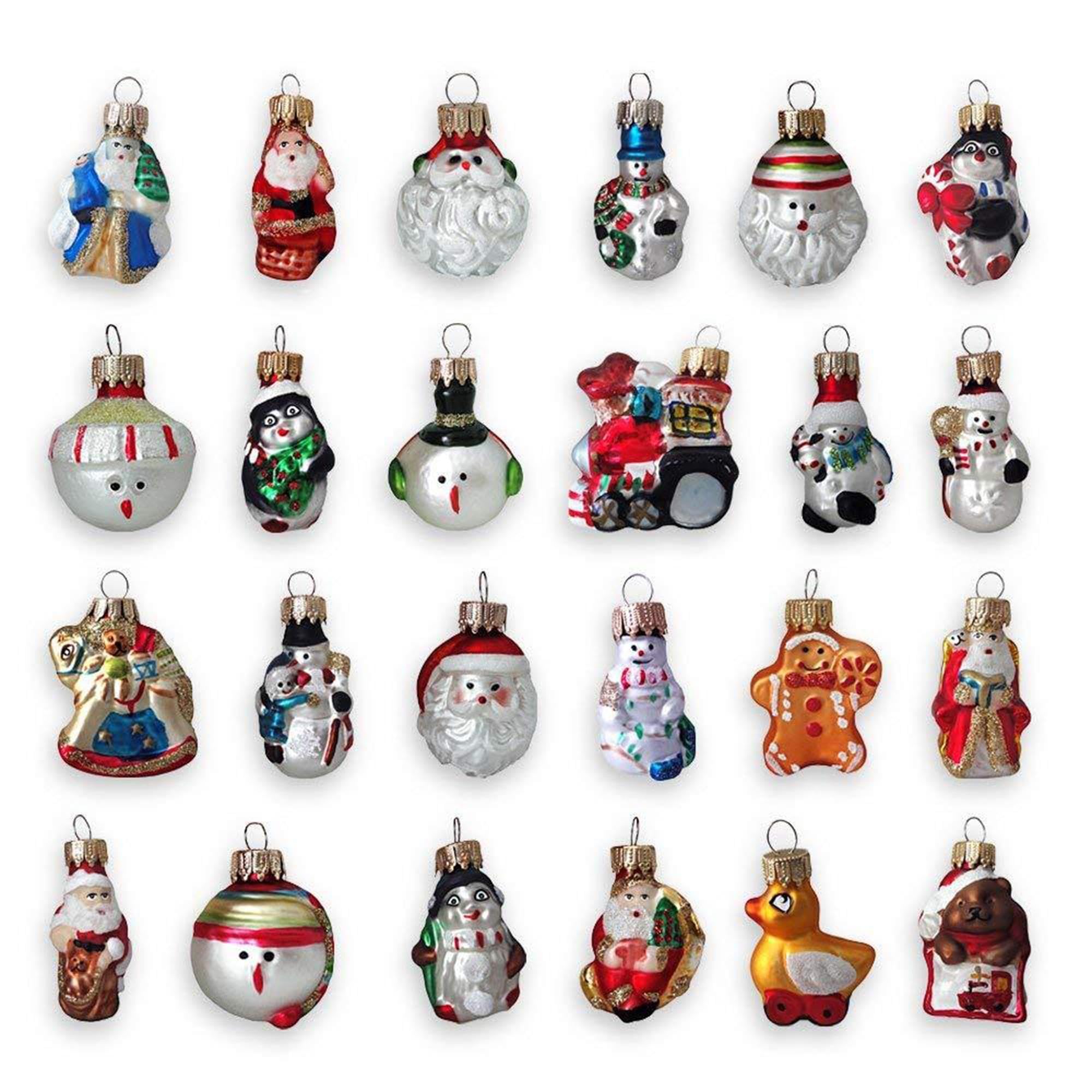 Krebs Glas Lauscha - Weihnachtsdekoration/Christbaumschmuck aus Glas - Mini-Figurensortiment Formen - Menge: 24 Stück - Größe: ca. 5 cm