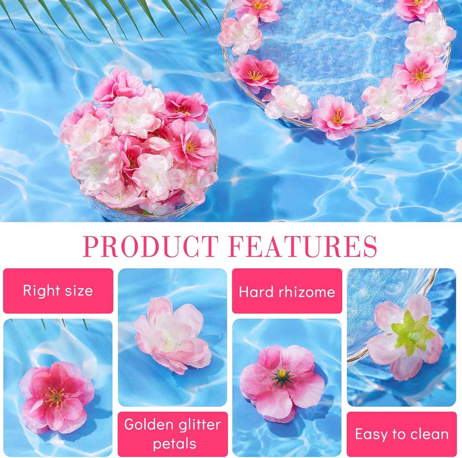 WILLBOND 300 Pieces Cherry Blossom Heads Artificial Fake Silk Cloth Petals Mini Cherry Flowers Petals for Dress DIY Accessories Home Wedding Party Decoration (Fresh)