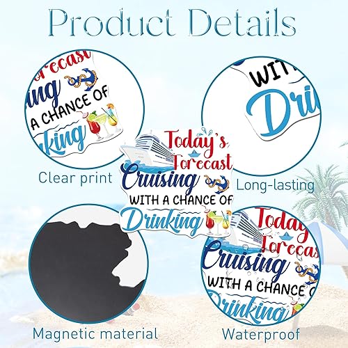 Miniatura 3 de Decoraciones magnéticas para puerta de crucero, 12 piezas de imanes náuticos tropicales familiares para crucero, divertidos letreros magnéticos para