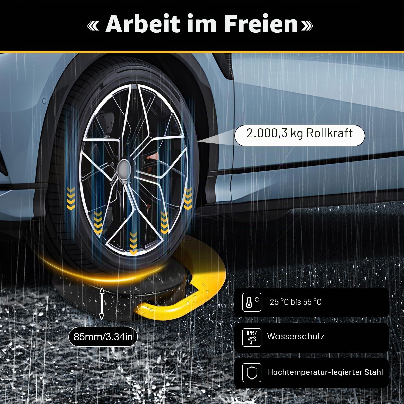 Parkplatzsperre mit 2x Fernbedienung Parkbügel Elektrisch Parkplatzsperre mit Batterie Automatik Klappbar Parksperre Parkplatzsperre Elektrisch mit Reflektor