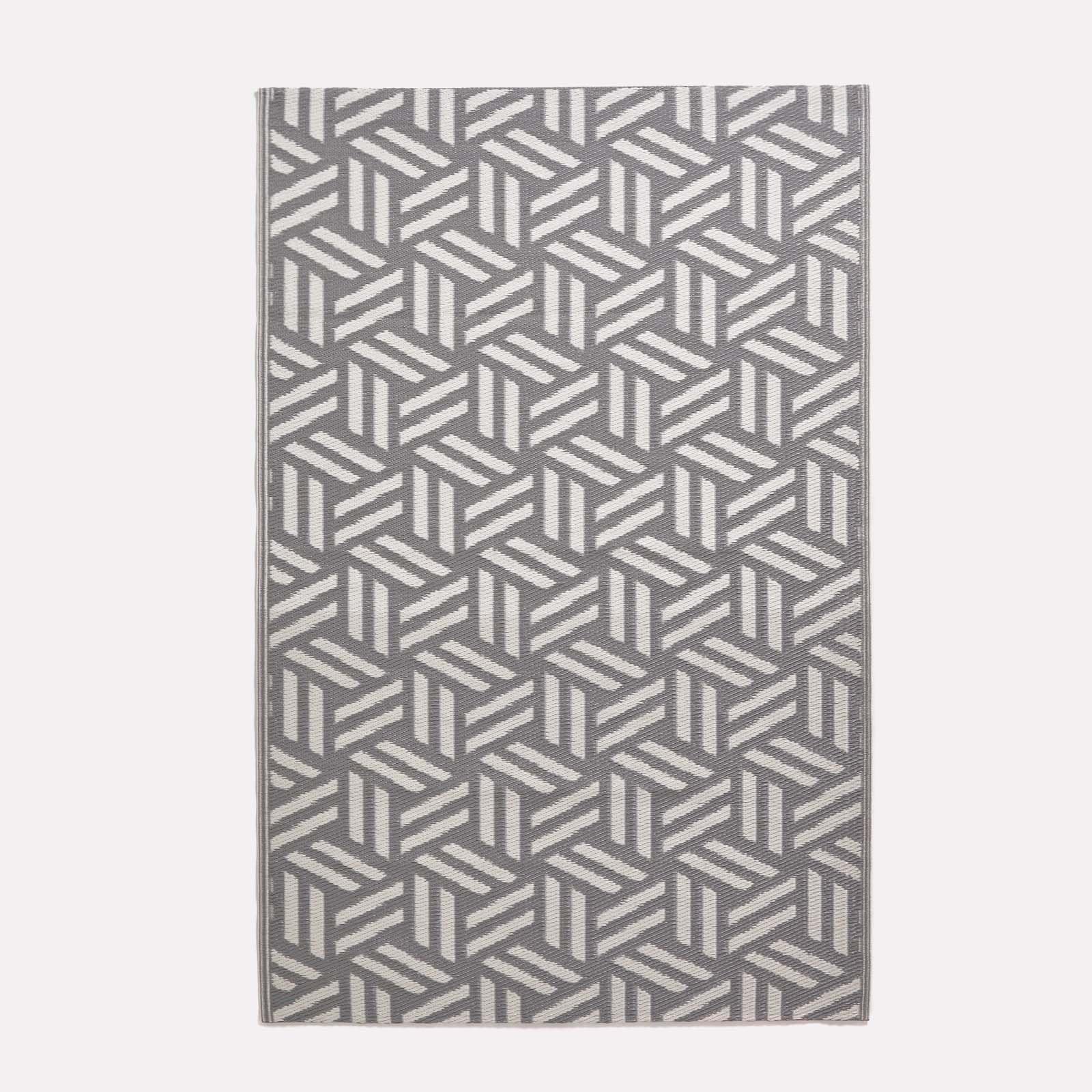 HOMESCAPES Luxury Extra Large Outdoor Rugs for Garden Patio 100% Waterproof Recycled Plastic Mat Carpet 150 x 240cm Reversible Red & Orange Geometric Rug Anya, Indoor/Outside & Portable, Soft Feel