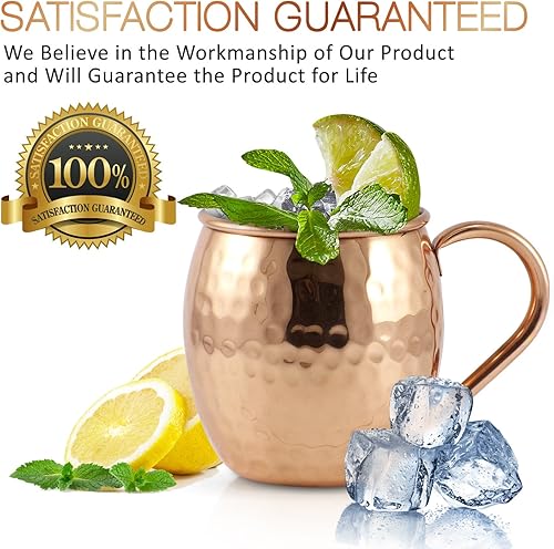 Miniatura 2 de Juego de 40 tazas Moscow Mule de cobre puro de Mule Science con bonificación: 40 pajitas de cobre para cóctel, 2 vasos de chupito y 40 posavasos