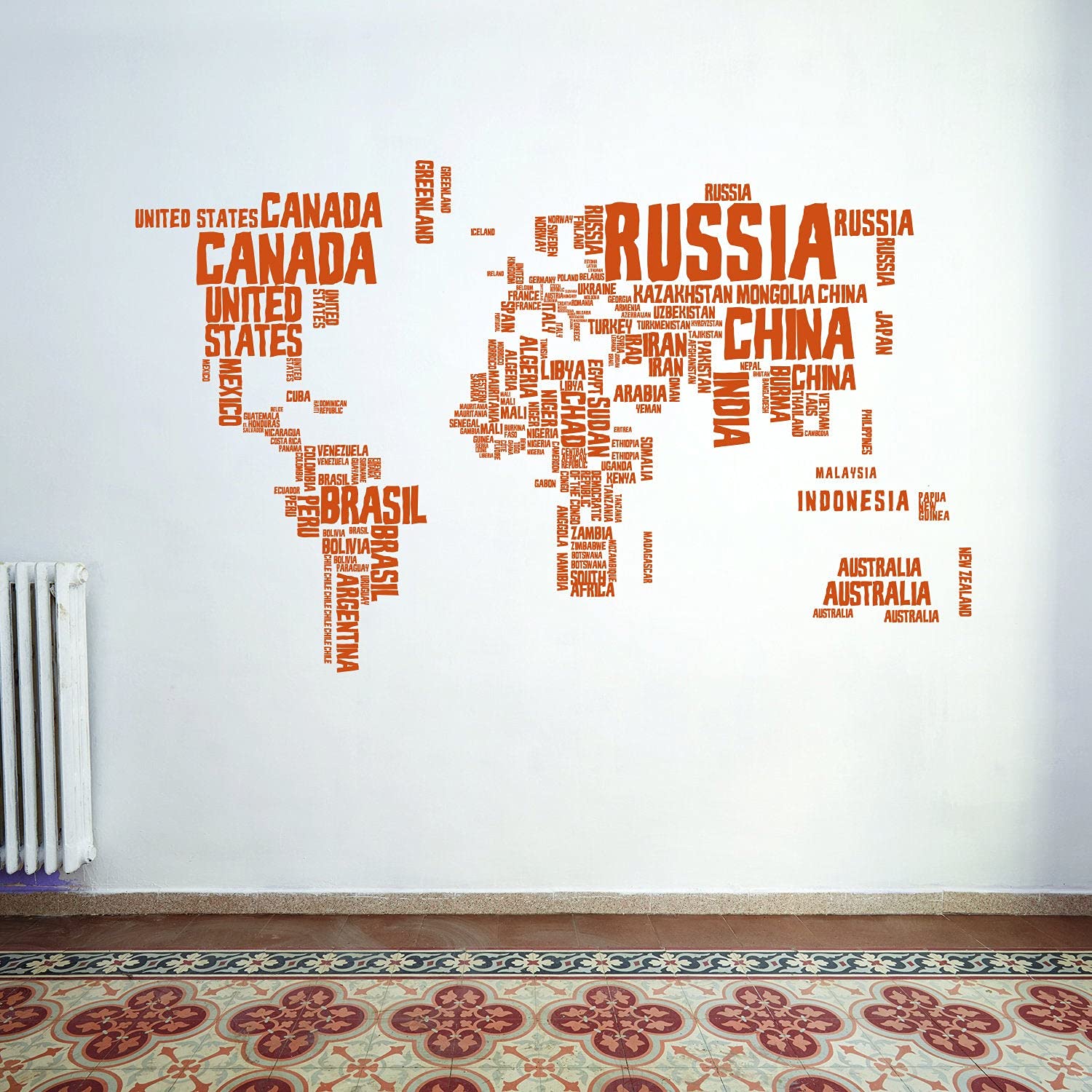 Mapa świata winylowa naklejka ścienna - nazwa kraju słowo dziecko duża artystyczna dekoracja kalkomania - odklej i przyklej globus odkryj pokój zabaw zabawa mural - naklejka na mapę