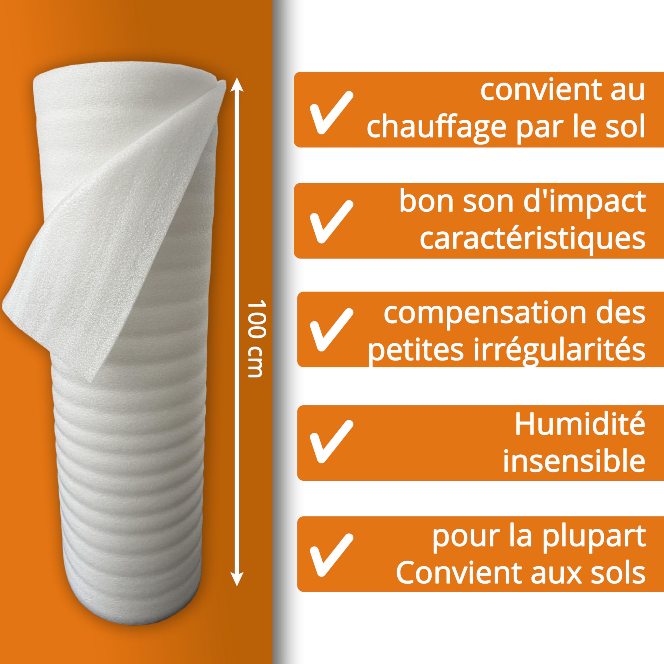Sous-couche Isolante Phonique 25 M² - 3 Mm, Pour Parquet, PE Mousse, Neuve