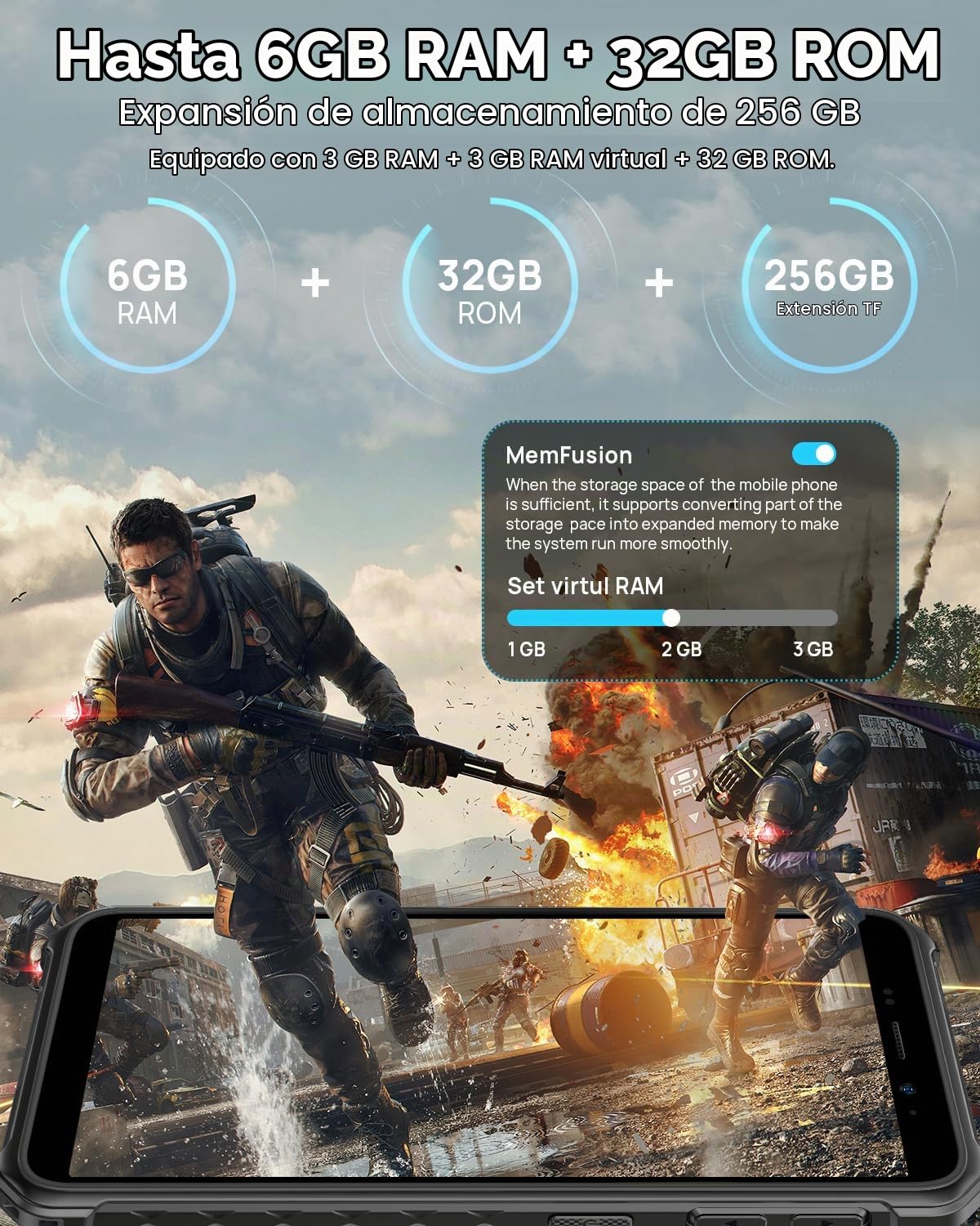 Ulefone Armor X12 Móvil Resistente (2024) Android 13, Teléfono Todoterreno 5,45" HD, 6GB+32GB(256GB SD) Movil Robusto, 4860mAh Batería, 13MP+8MP, Móvil Doble 4G/NFC/GPS/OTG/2 Años de Garantía