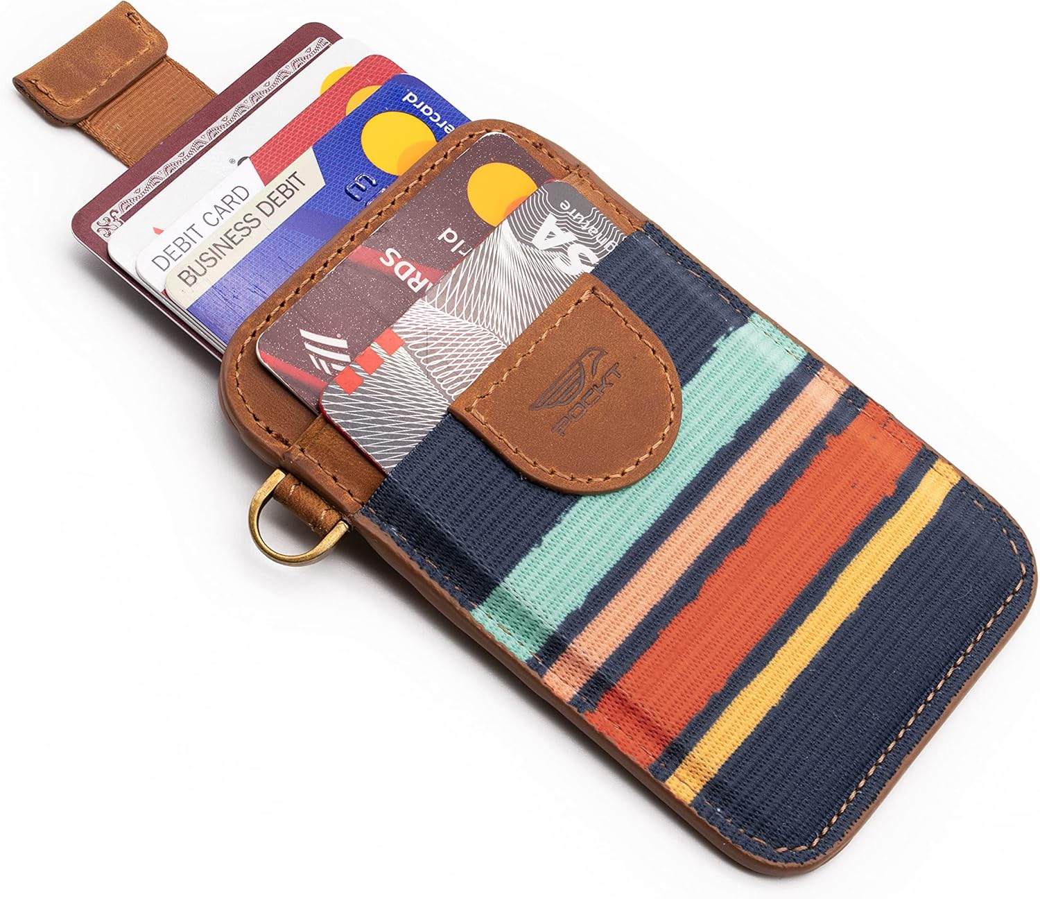 POCKT Slim Card Holder Wallet + Wrist Lanyard for Keys Bundle for Women | Cali