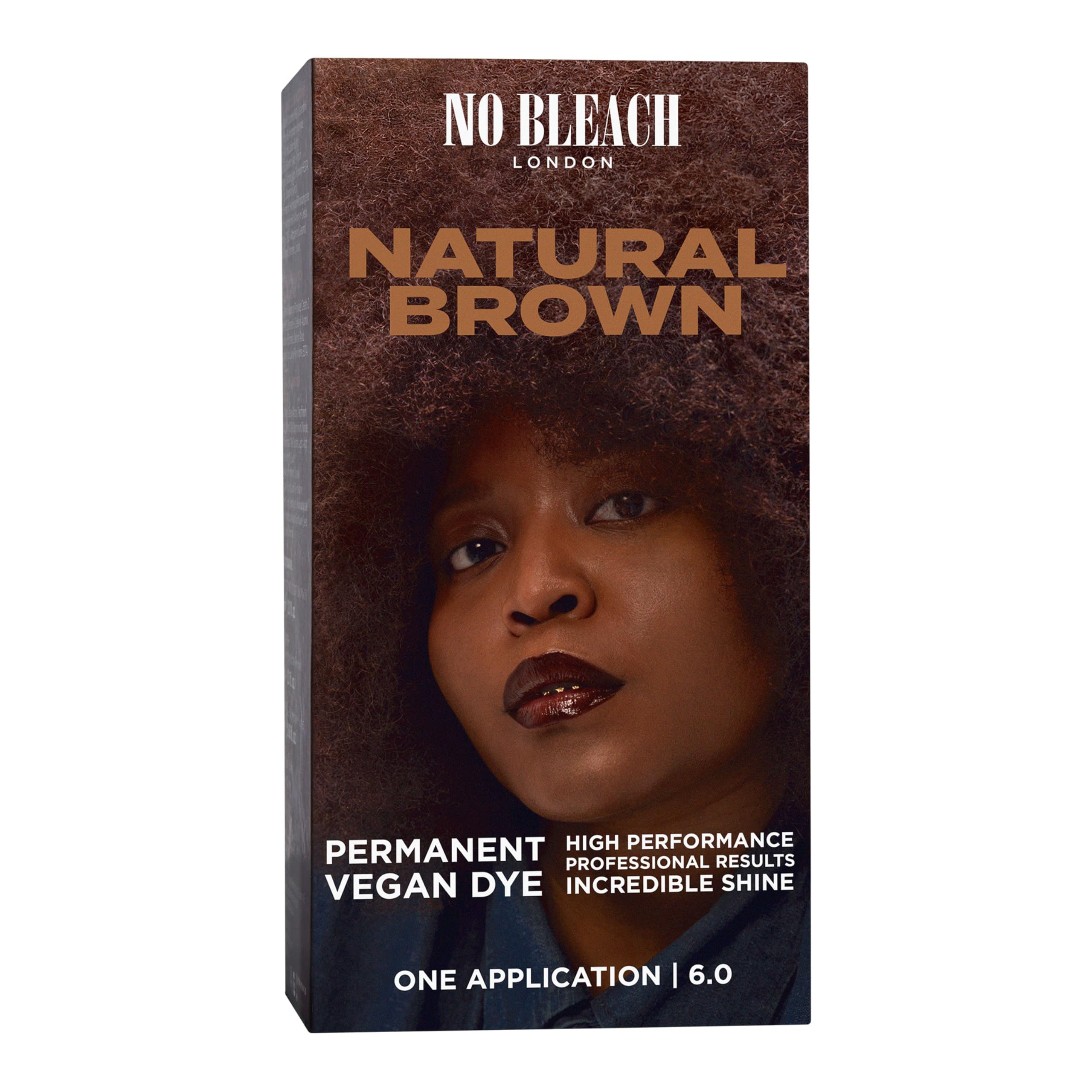 No Bleach London Permanent Hair Dye, Long-Lasting and Multi-dimensional At-Home Hair Colour, Fortified with Vegan Sea Silk and Cocamide for Incredible Shine, Colour: Natural Brown (Complete Kit)