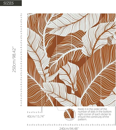 Miniatura 5 de funlife Vinilo texturizado para despegar y pegar, diseño bohemio de hojas tropicales, gran papel tapiz autoadhesivo con efecto de cuero para