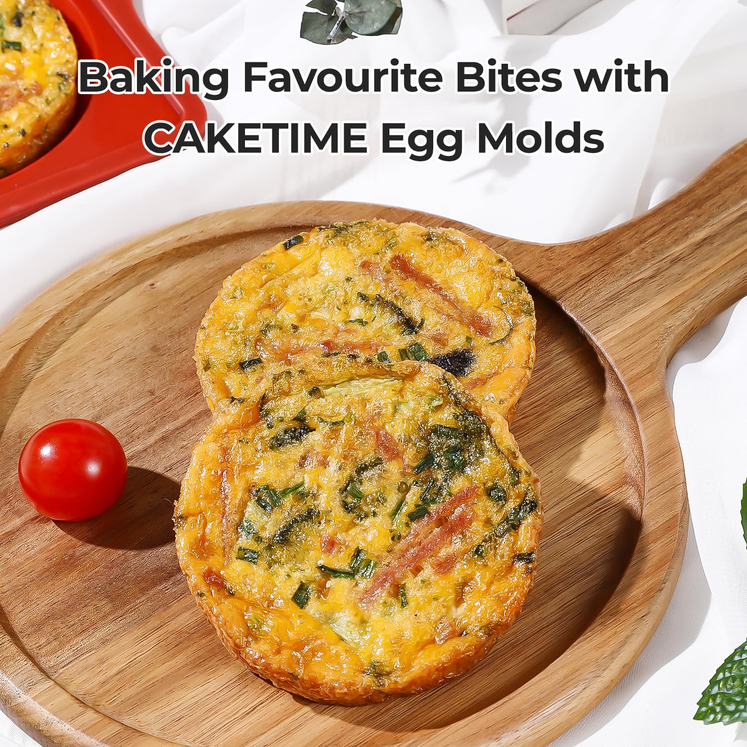 CAKETIME Muffin-Backform, antihaftbeschichtet, 10,2 cm, Metallrahmen, runde Eierbackform für Ofen, englische Muffins, Whoopie Pies, Maisbrot, Eierbisse, Frühstücks-Sandwiches, Torten, 2 Stück, rot