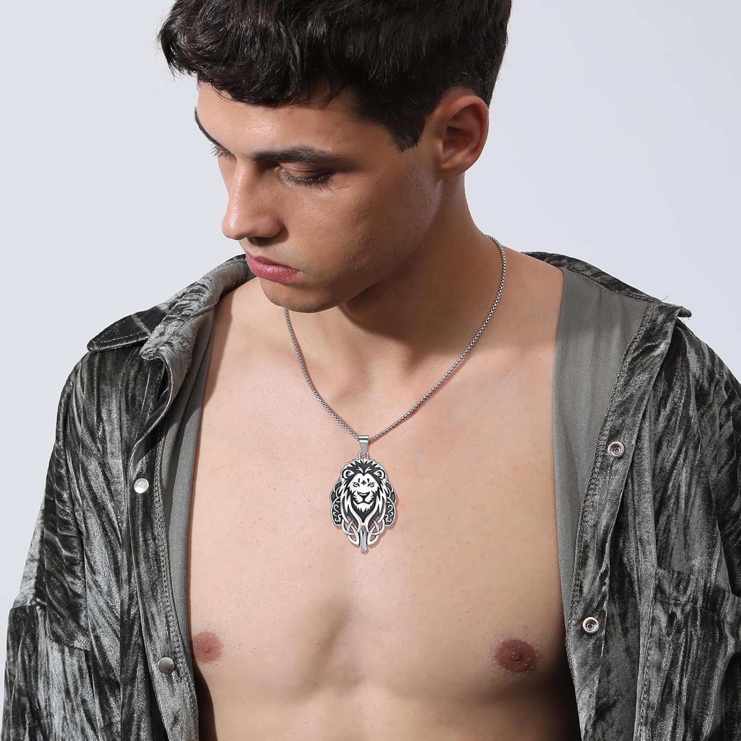 Lion Pendant Necklace Men Sterling Silver Celtic Knot Lion Head Necklace Animal Celtic Jewelry Gifts for Women Father's Day Gifts - Image 5