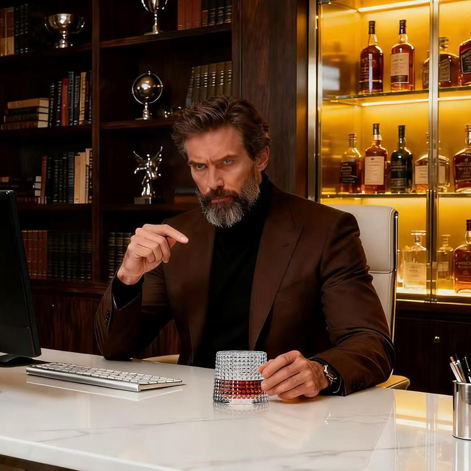 Premium Crystal Bourbon Glass Old Fashioned Whiskey Glasses - 8.5 Oz Rocks Barware For Scotch, Bourbon, Liquor and Cocktail Drinks, Set of 4, Men Gift - Image 8