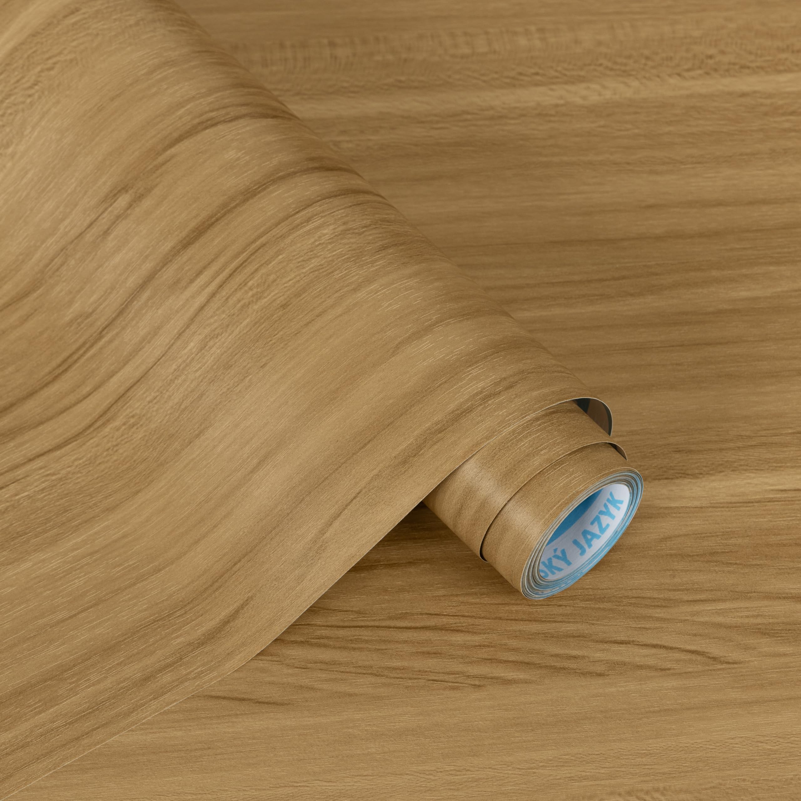 Alened Sticky Back Plastic Roll 40x300cm, Wood Effect Vinyl Wrap Self Adhesive Wallpaper, Light Brown Peel and Stick Waterproof Removable Vinyl Film for Kitchen Cupboard Furniture Wall
