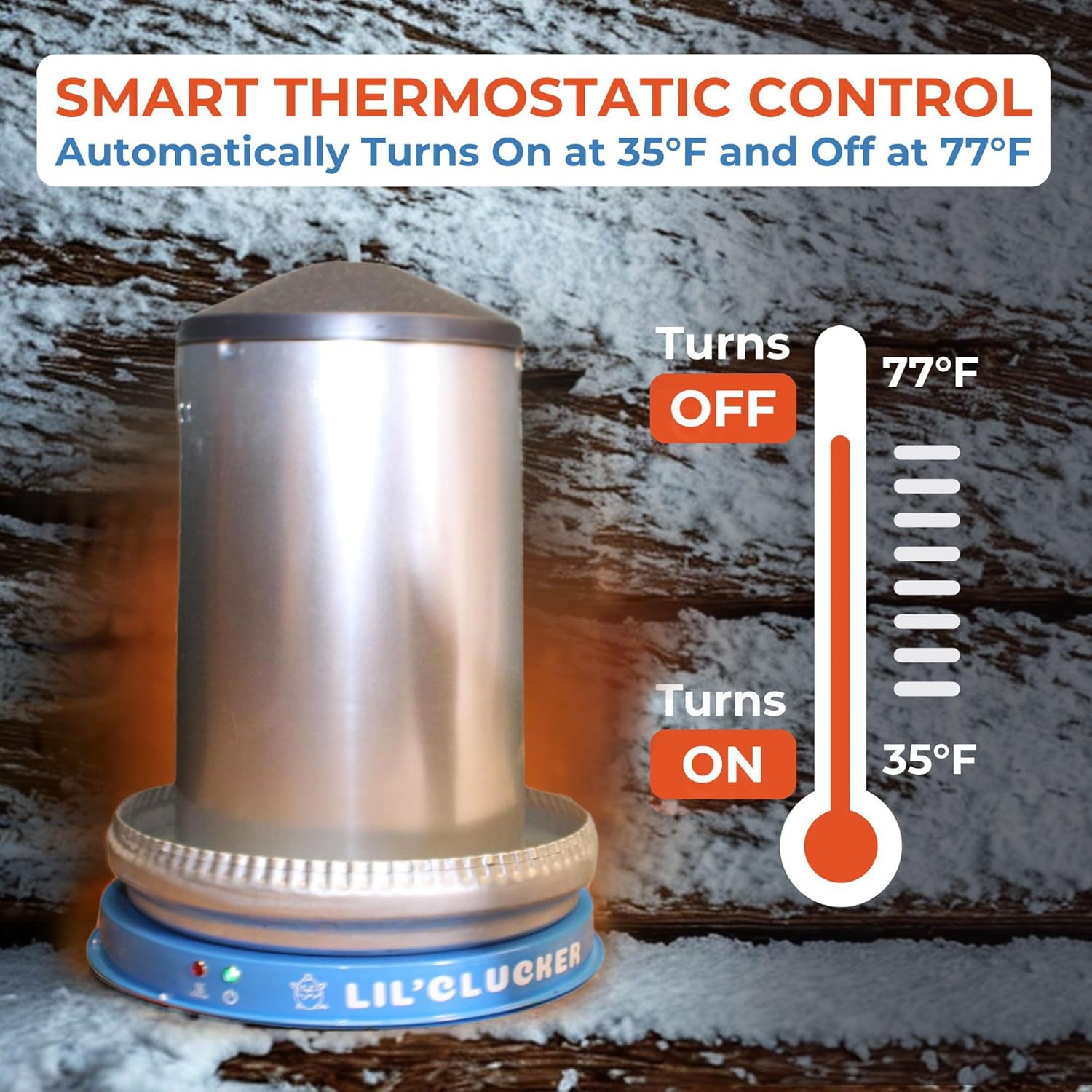 Lil'Clucker Heated Base for Chicken Waterer – Automatic Metal Freeze Proof Heated Chicken Waterer with Heater & LED – Poultry Heated Waterer for Winter (Blue, 11 Inch)