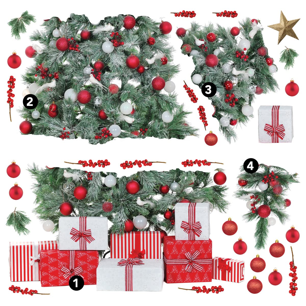 ROOMMATES RMK4838GM Giant Christmas Tree and Gifts Repositionable Sticker, Green, White, Red - Image 2