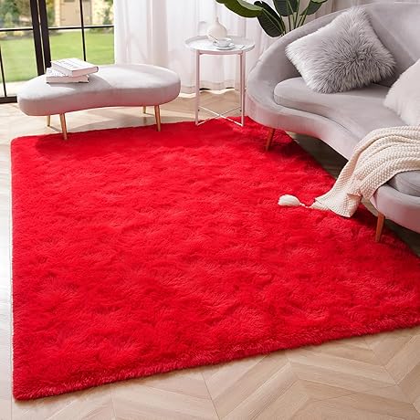 Amearea Red Shag Rug: Elevate Your Living Spaces with Cozy Elegance
