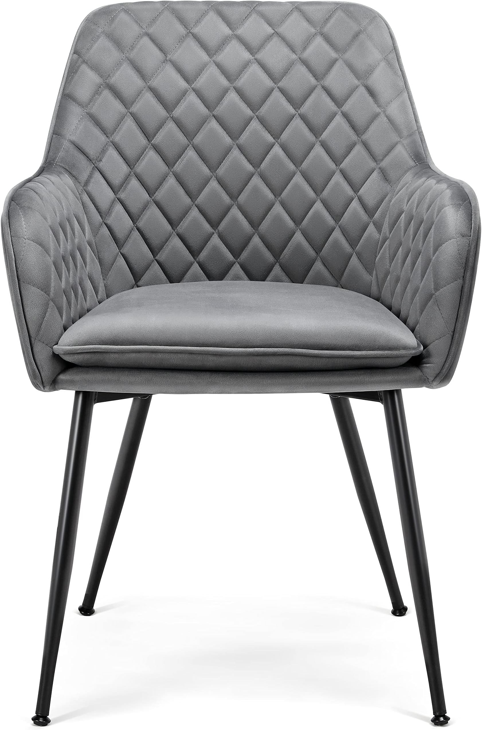 Lot de 6 Chaise de salle à manger rembourrée - charge de 150 kg - en velours avec cadre en bois massif - gris - Maison