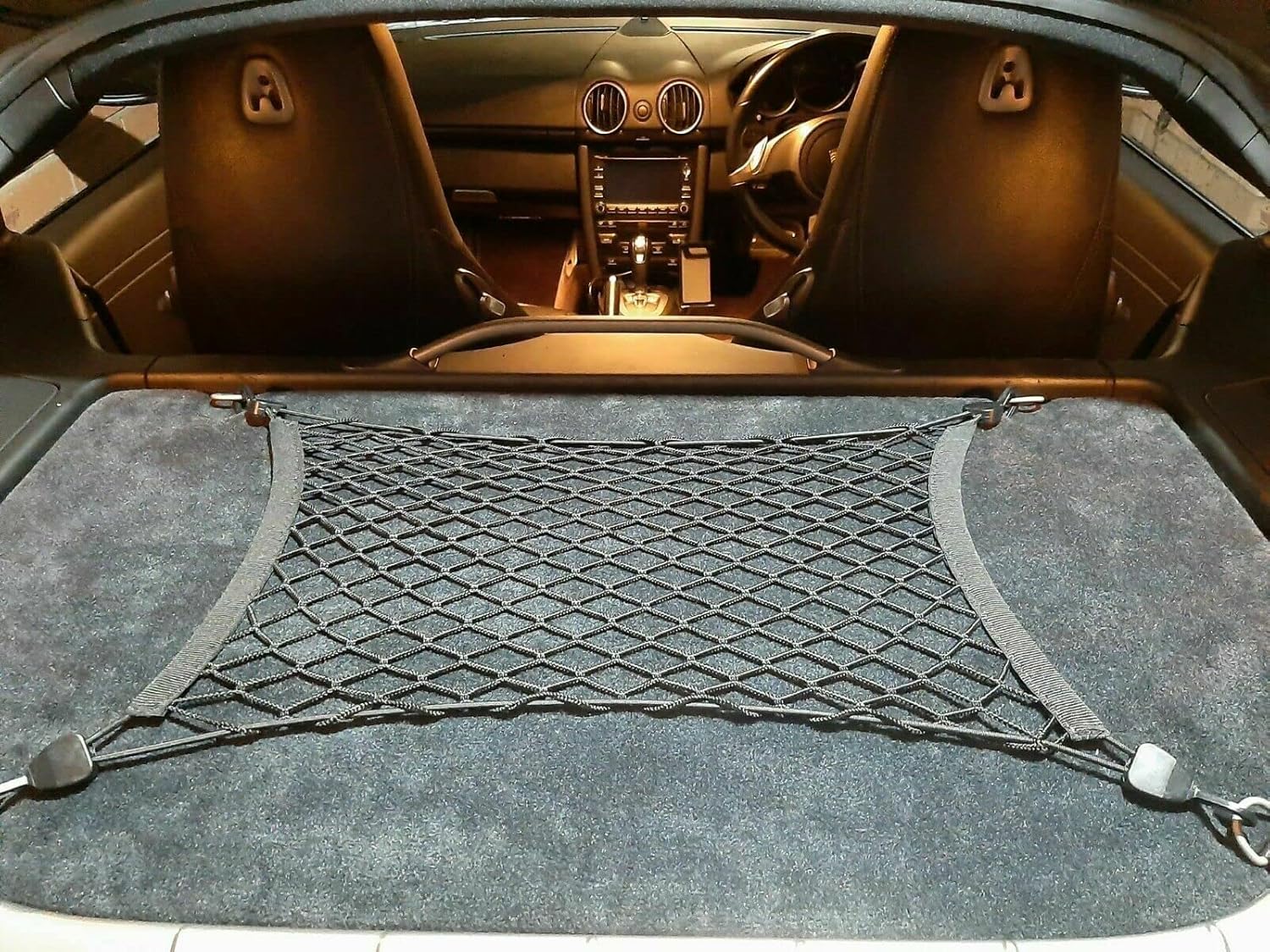 Trunk Organizer Cargo Net for Porsche Cayman 2006–2023 – Floor Style Cargo Net for Coupe - Premium Mesh Car Trunk Organizer Vehicle Carrier Storage – Compatible with Cayman