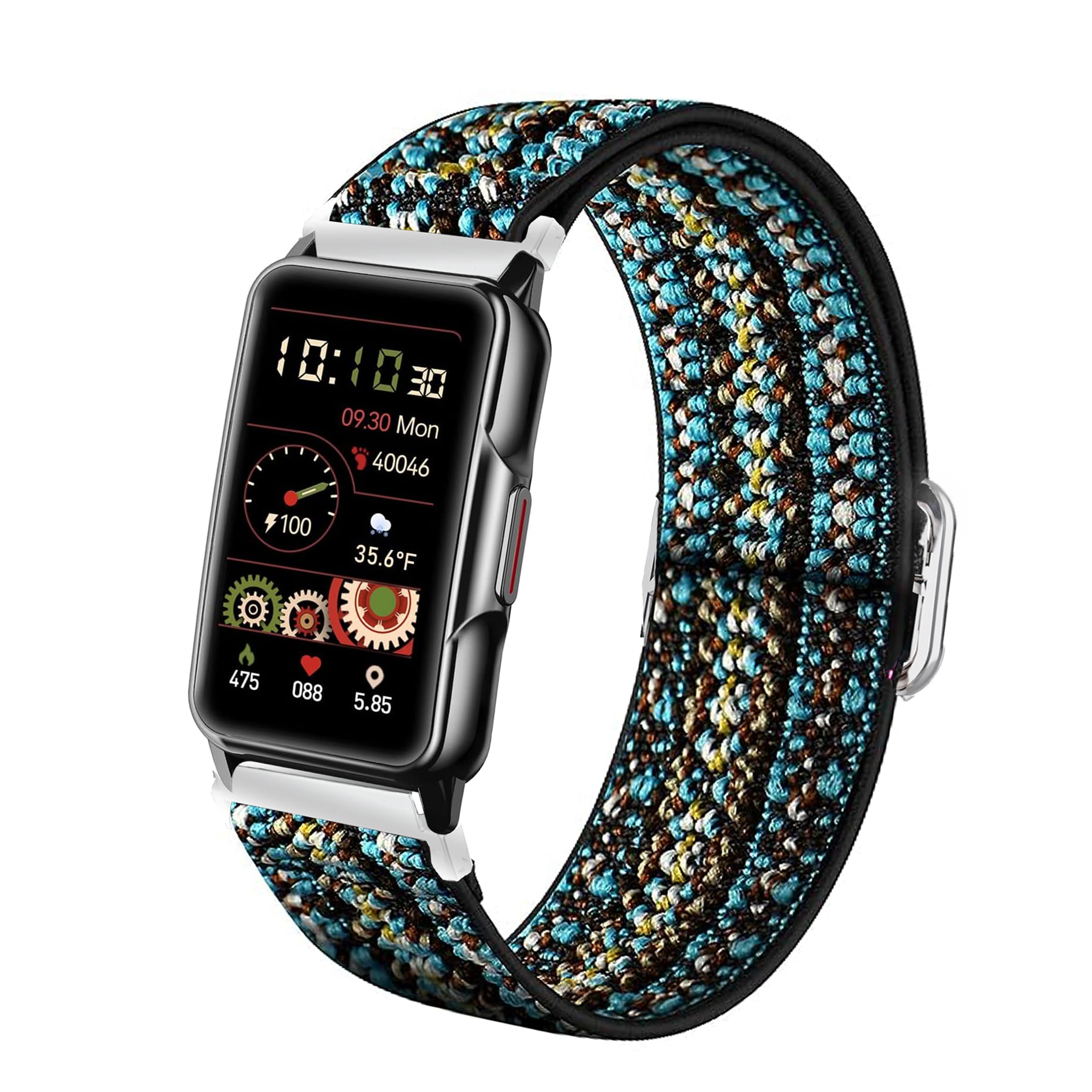 Blueshaweu For Kesasohe/Findtime/ECOSOON H80 Smartwatch 1.47 Inch Adjustable Fabric Wristbands, Soft and Stretchy Elasticity Replacement Strap for H80 Smartwatch (Blue Spots)