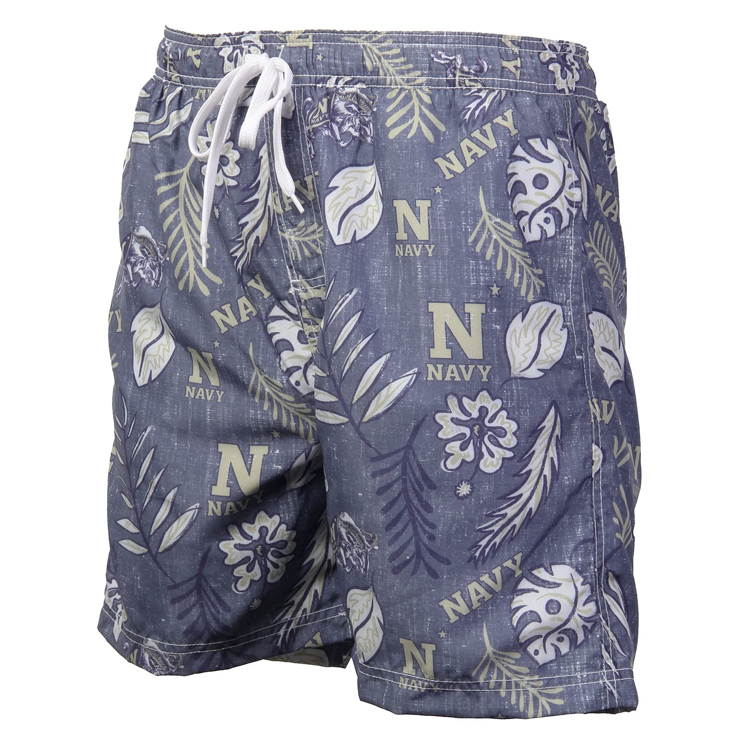 Wes and Willy Mens College Sports Fan Vintage Floral Swim Shorts (Navy Midshipmen, XX-Large)