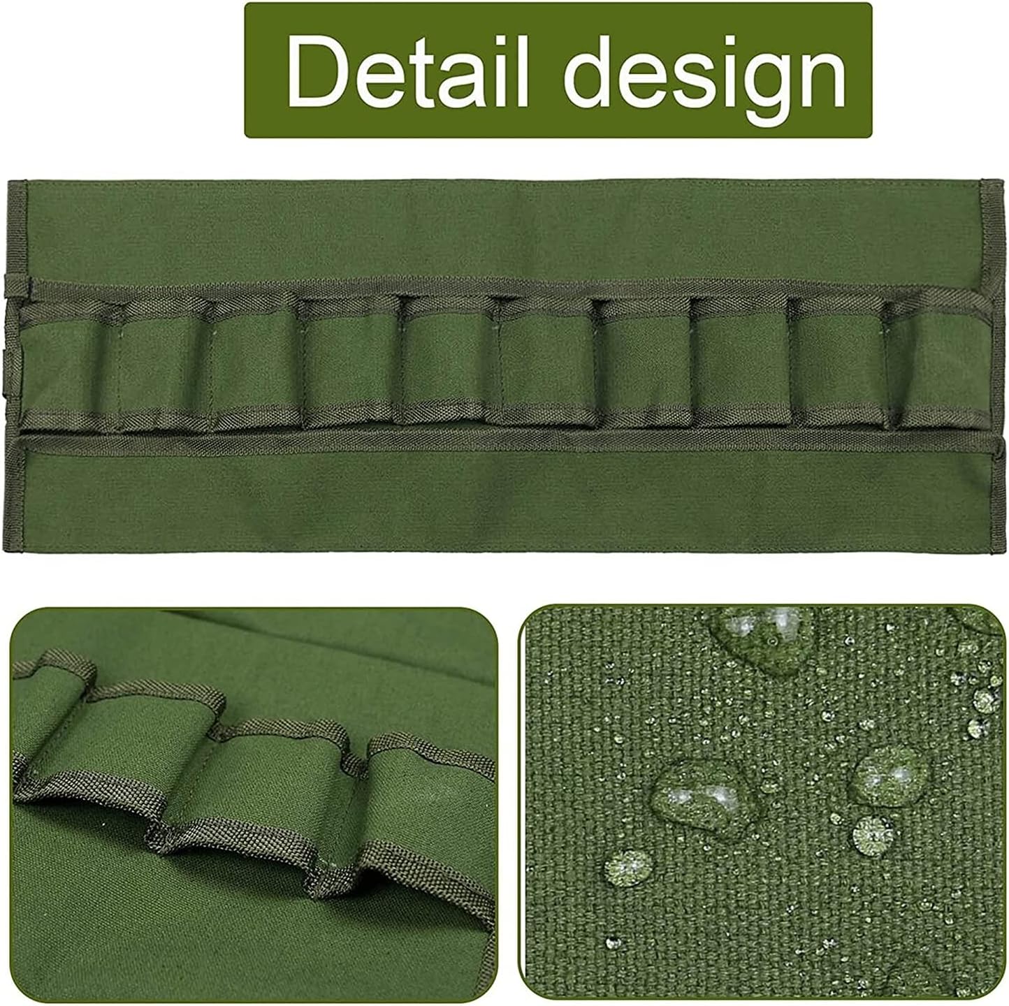 20.8-Inch Tool Roll Up Bag Canvas Bag Portable Wrench Organizer Rolls Up Pouch Tool Bags and Pouches Hanging Hardware Accessory Pouch for Men Women (Color : Green)