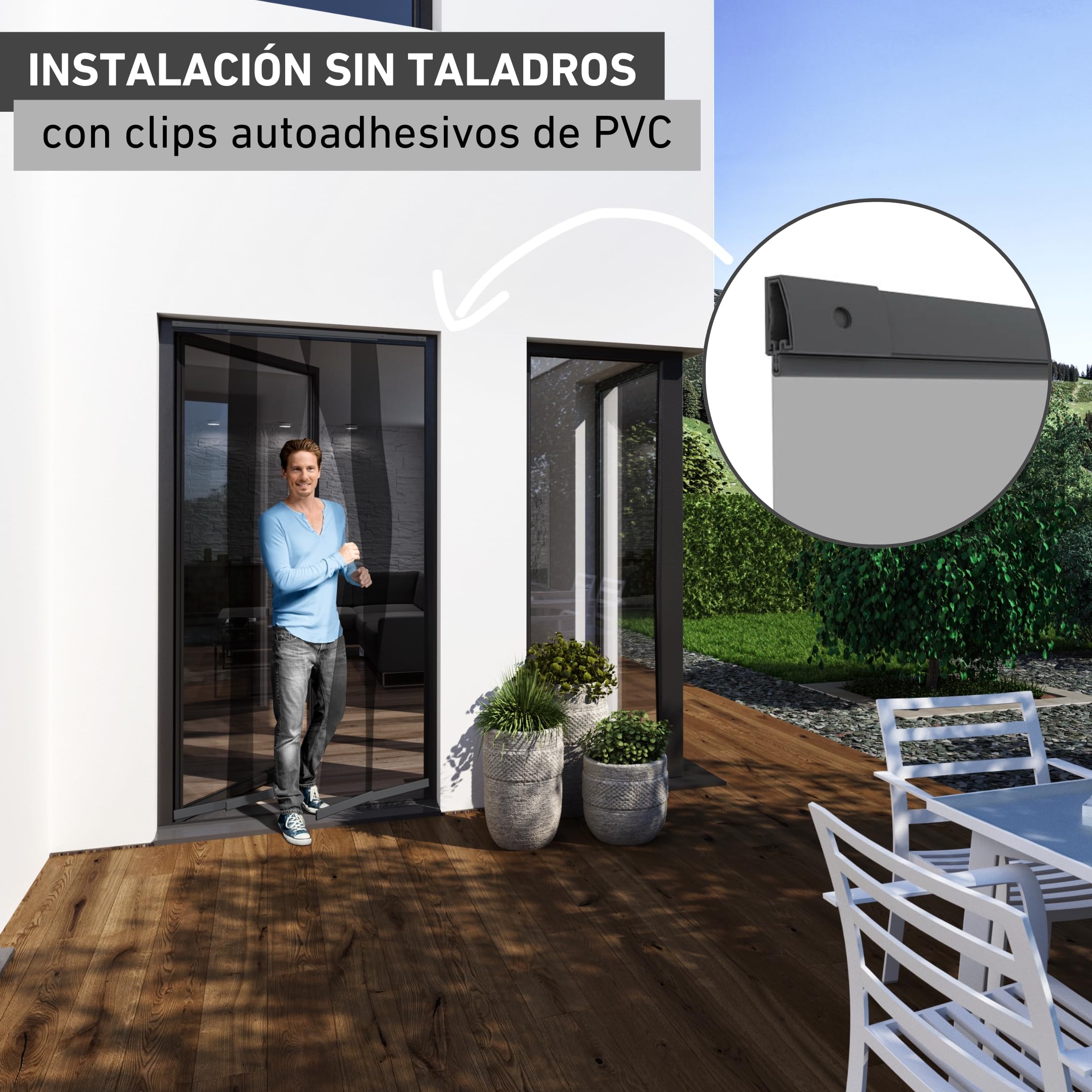 Windhager Cortina de mosquitera con Lamas telescópicas 120 cm, Antracita, 04302