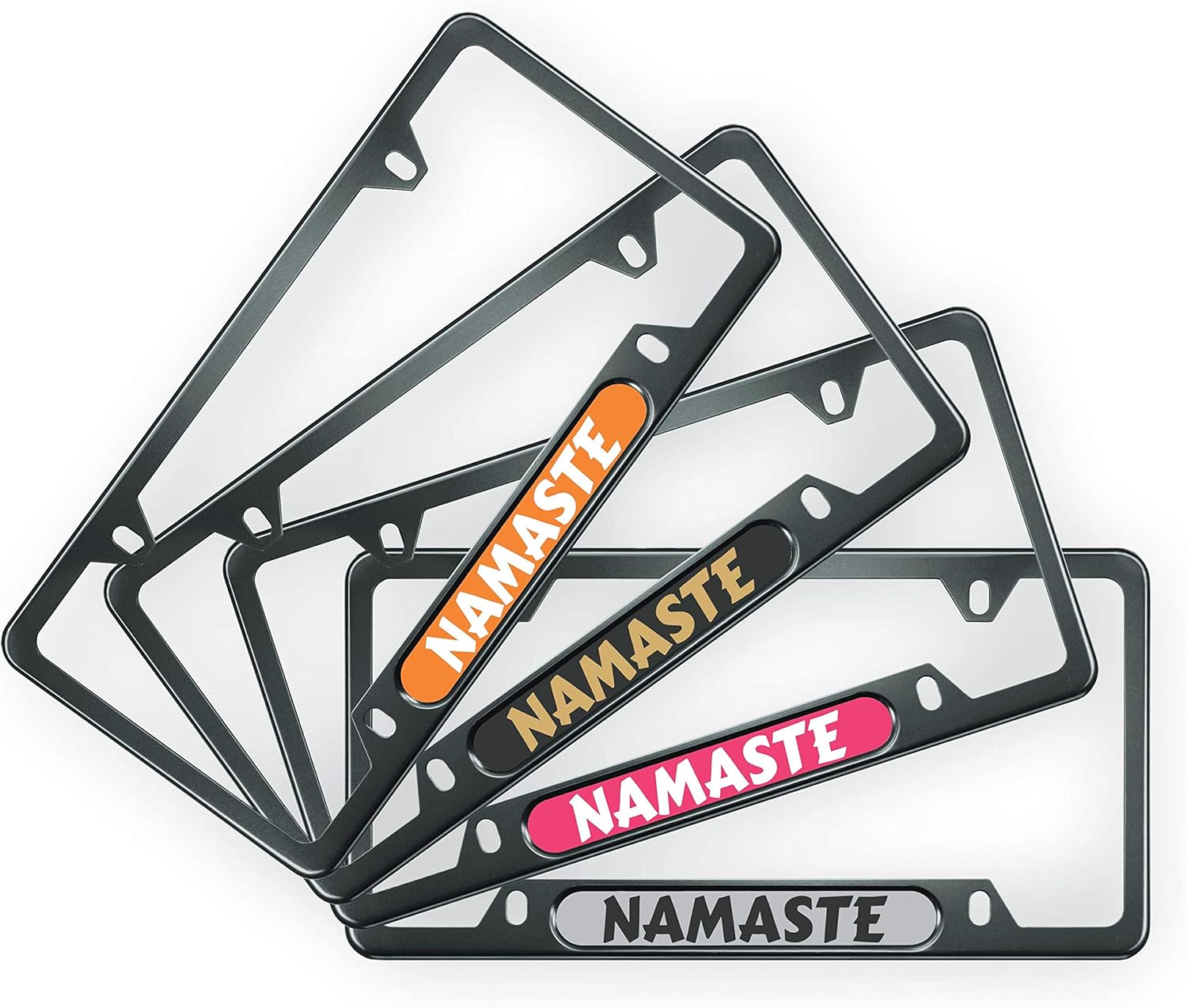 Custom Personalized Anodized Aluminum Thin Top | Narrow Top Gray Car License Plate Frame with Free caps - Black/Gray