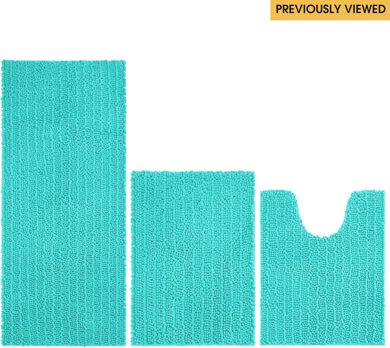 ACCUMTEK Upgrade Extra Large Teal Green Bathroom Rug Set 3 Pieces Ultra Soft, Thick Absorbent Bath Mats, Non Slip Chenille Toilet Mat for Bathroom, Bedroom, Kitchen, Turquoise - Image 2