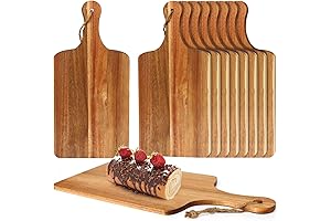 Acacia Wood Cutting Board Bulk: 10 Pack of Premium Quality 15x7 inch Boards with Ropes