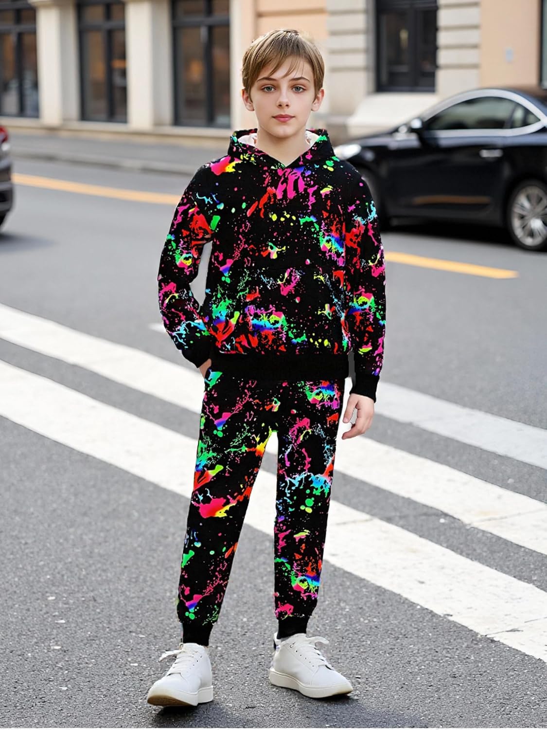 Boy 2 Pcs Clothes Cool 3D Printing Long Sleeve Hoodie & Sweatpants Outfit for 5-12 Years - Image 6