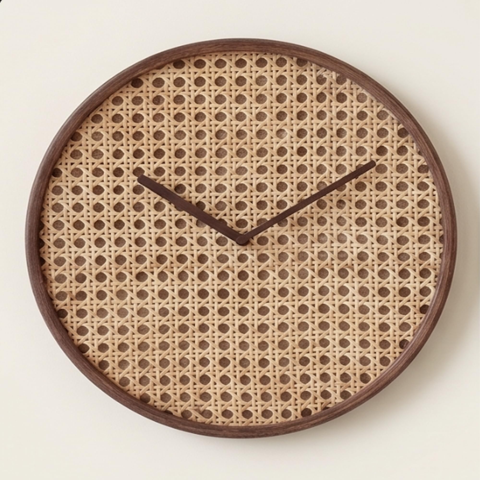 The Artment your artistic apartment Brown CaneHalo Clock Natural Cane Weave Wall Clock, Silent Quartz Movement, Wooden Frame Minimalist Round Clock for Living Room, Bedroom, Office Décor-image-32