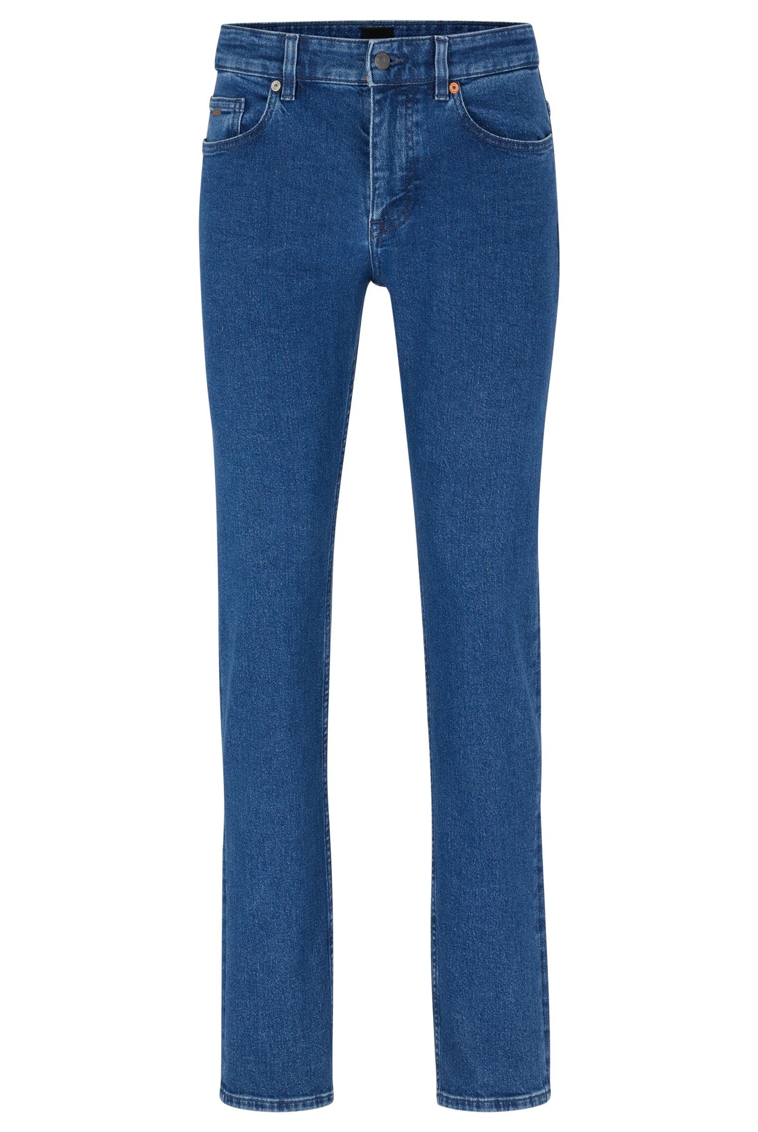 BOSS Mens Delaware BO Pure-Blue Slim-fit Jeans in Comfort-Stretch Denim