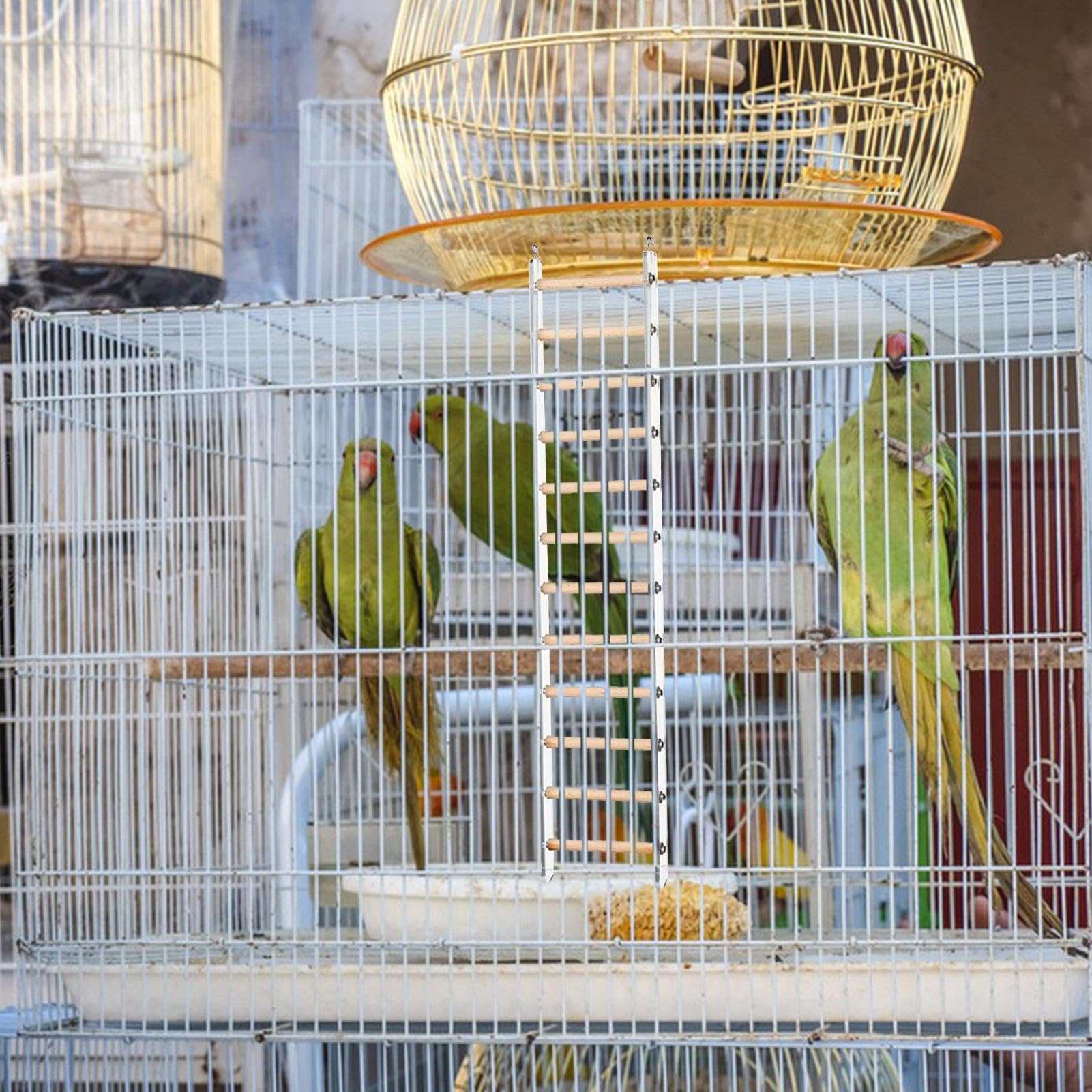 Bird Ladder Perch, Cage Climbing Accessory, 3.94x9.84in Exercise Toy Ladder, 360° Rotating Hook, Authentic Safe Material for Parakeets, Parrots, Cockatoos, Lovebirds, Indoor