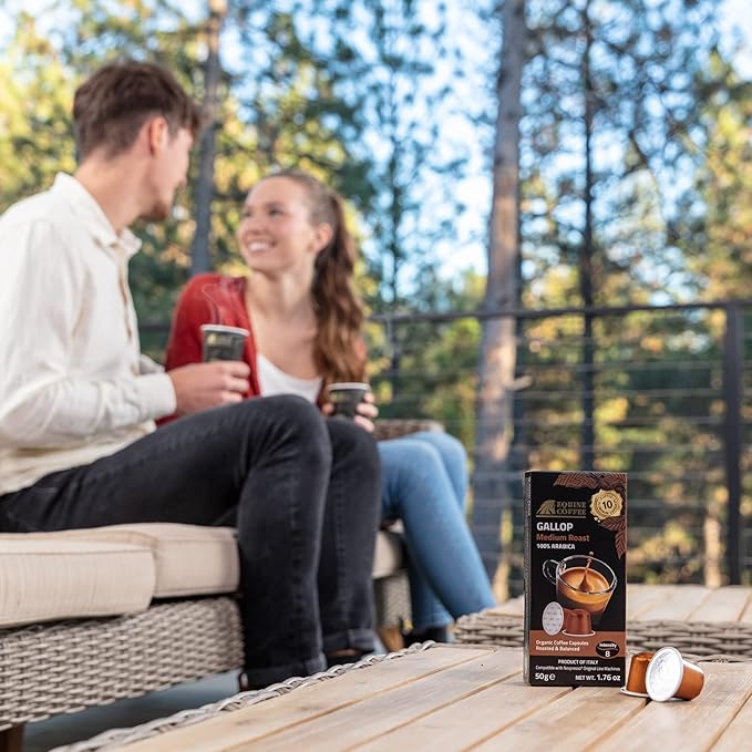 Crafted from 100% Arabica beans, these Equine Coffee pods are cultivated using organic farming techniques, free from synthetic pesticides or fertilizers. Sourced from small-scale farmers committed to sustainable practices, the beans ensure a delicious cup of eco-friendly and socially responsible coffee.