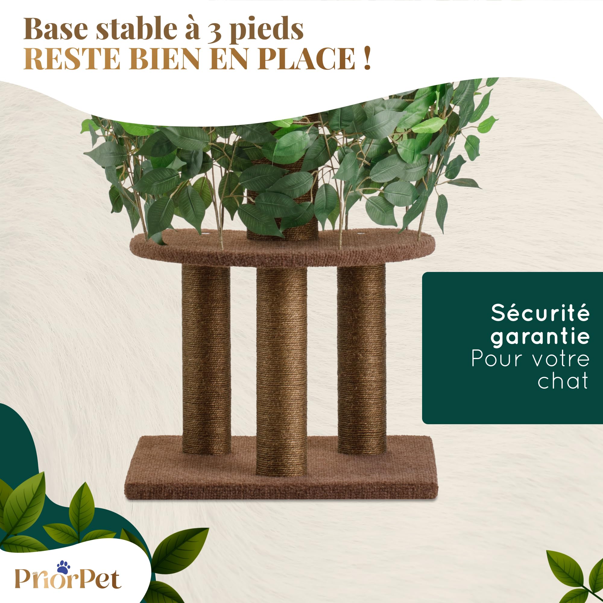 Arbre à chat 4 niveaux et 3 piliers à gratter Montage facile Stable et peu encombrant